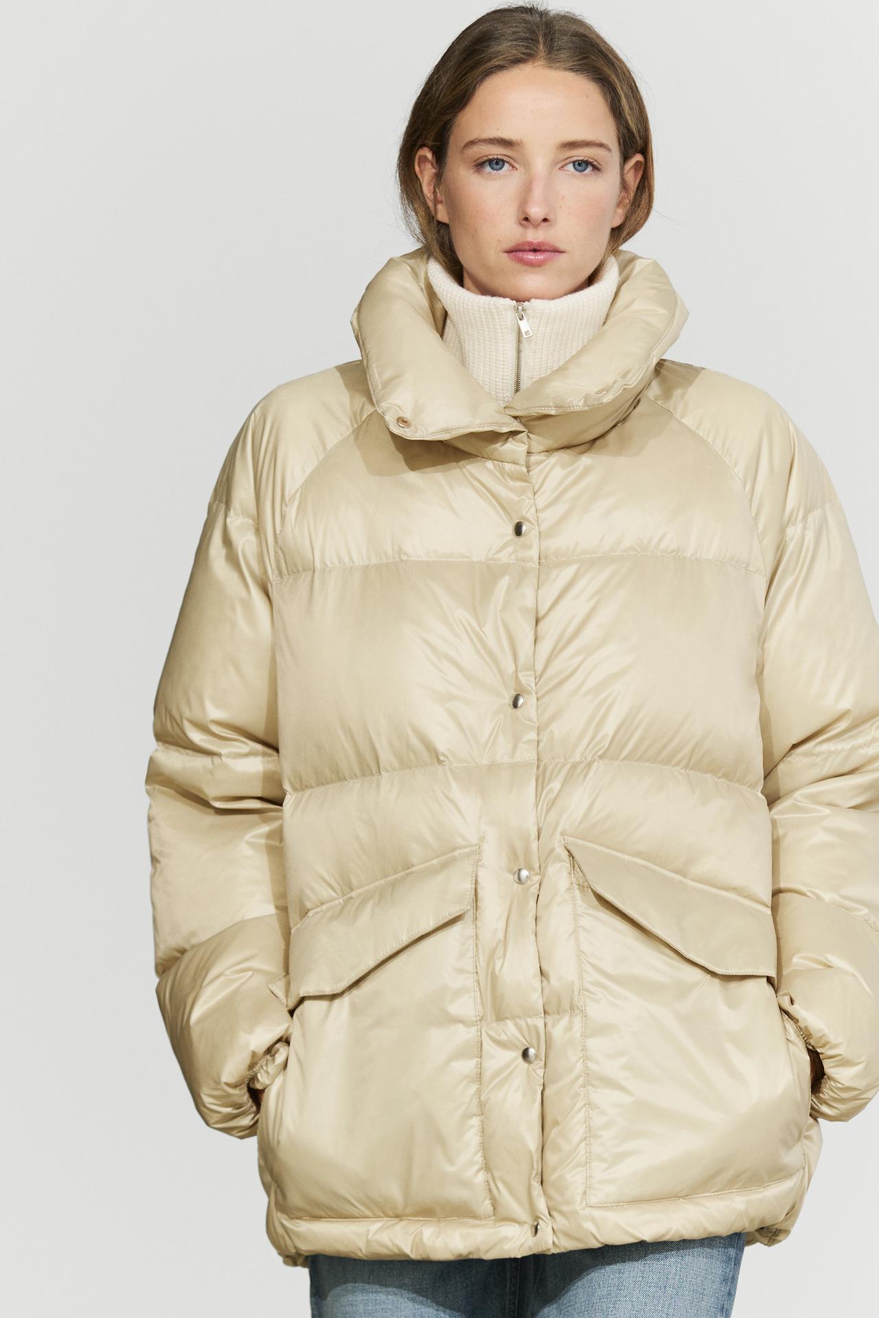 High-neck down jacket — CREAM
