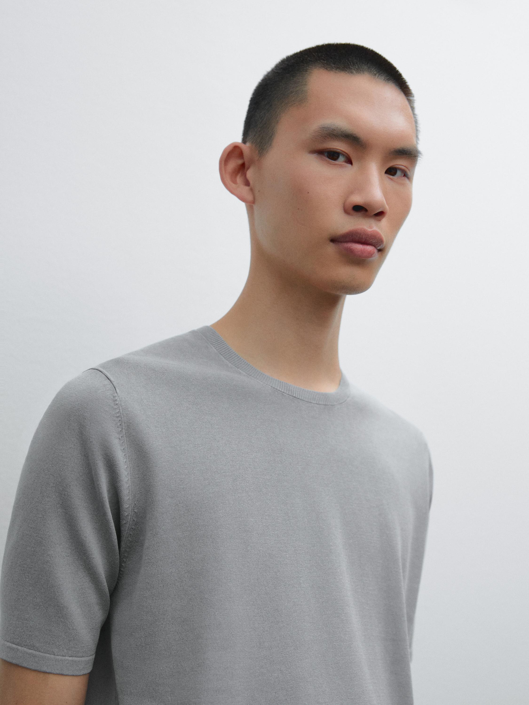 T-shirt en maille de coton mélangé