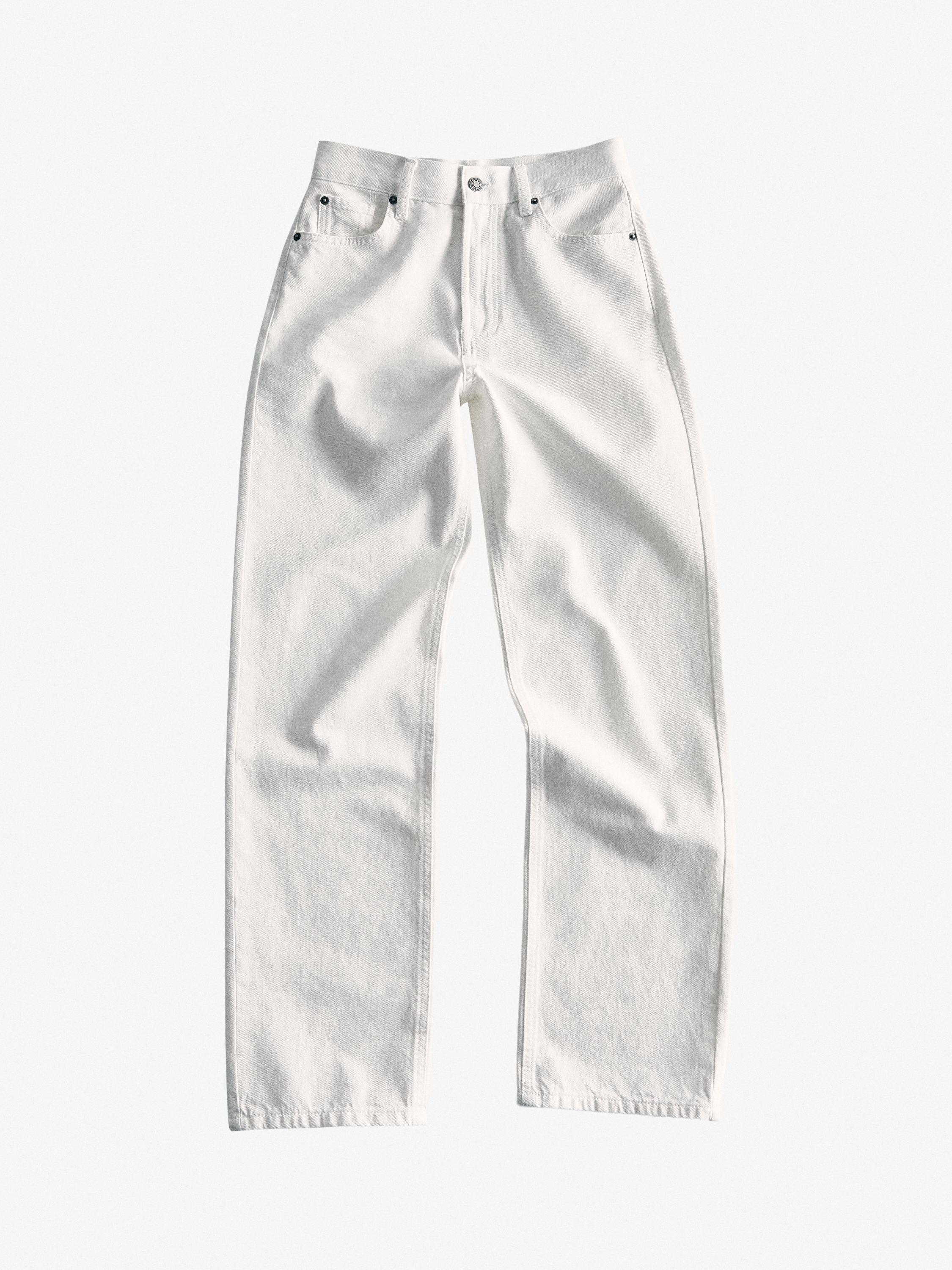 Straight-leg high-waist jeans — Off white