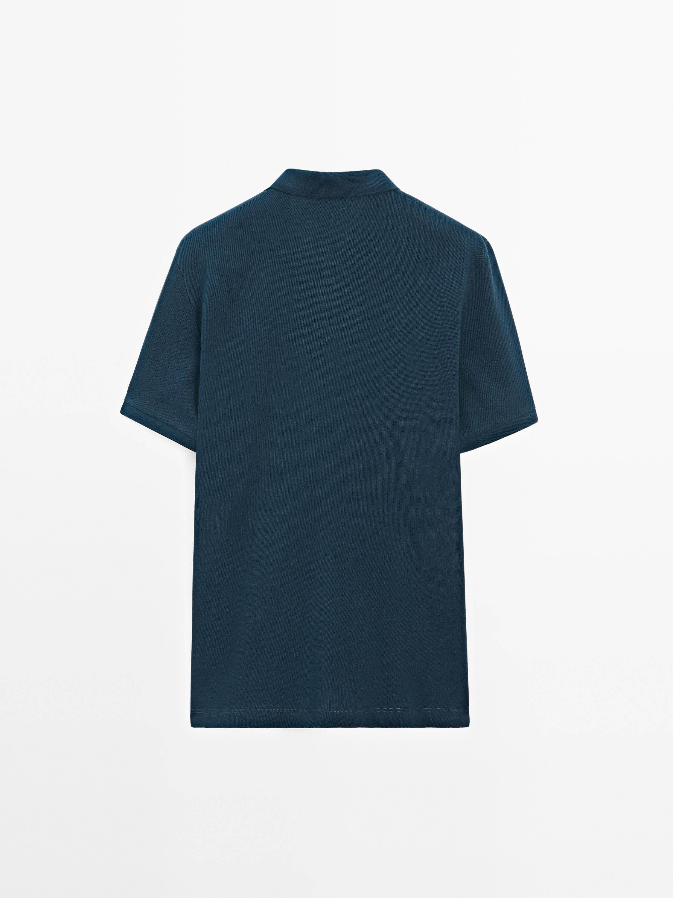 Micro textured piqué cotton polo shirt