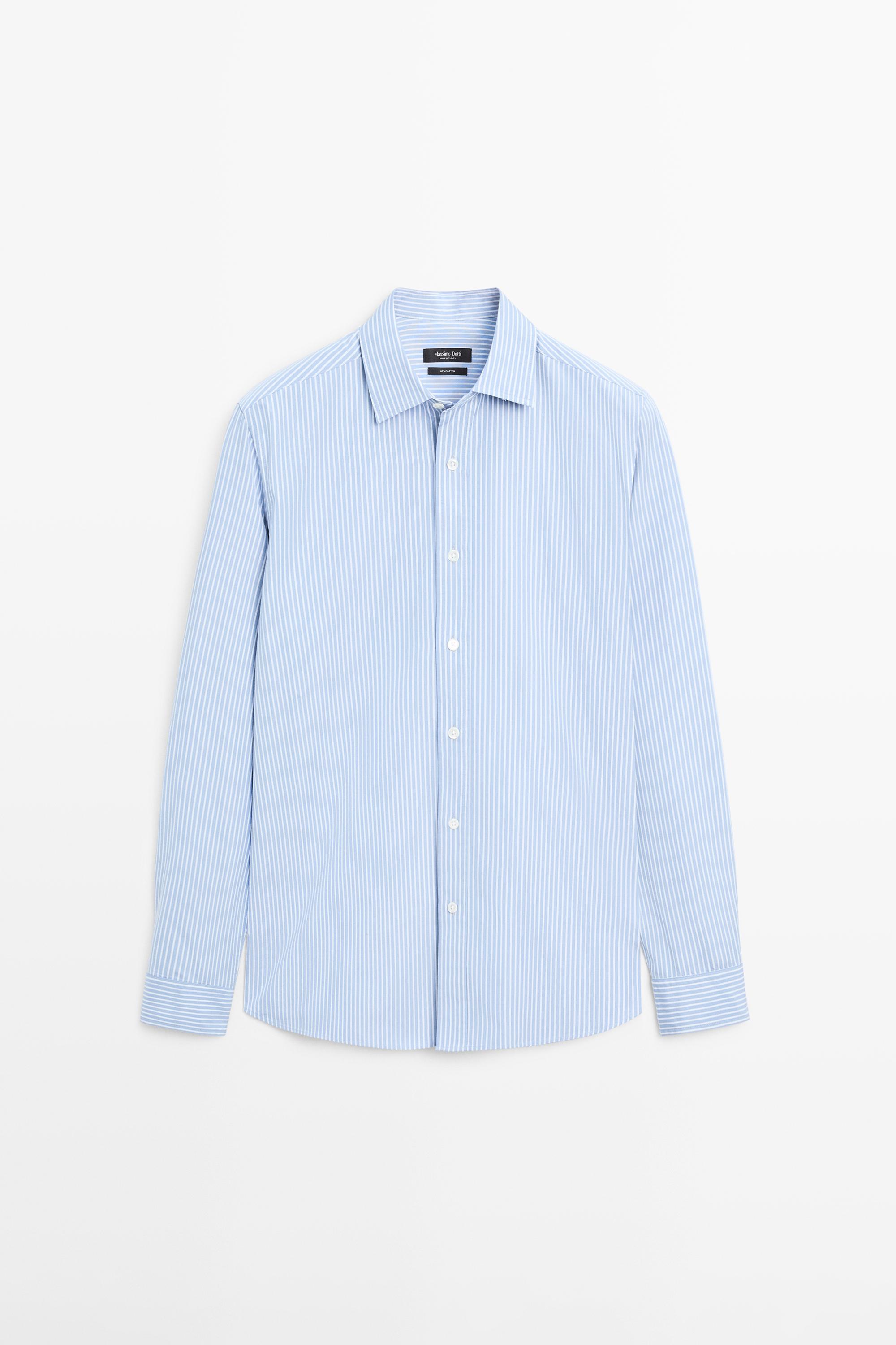 100% cotton striped poplin shirt