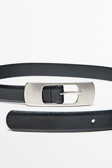 Nappa leather belt with flat buckle — BLACK 3