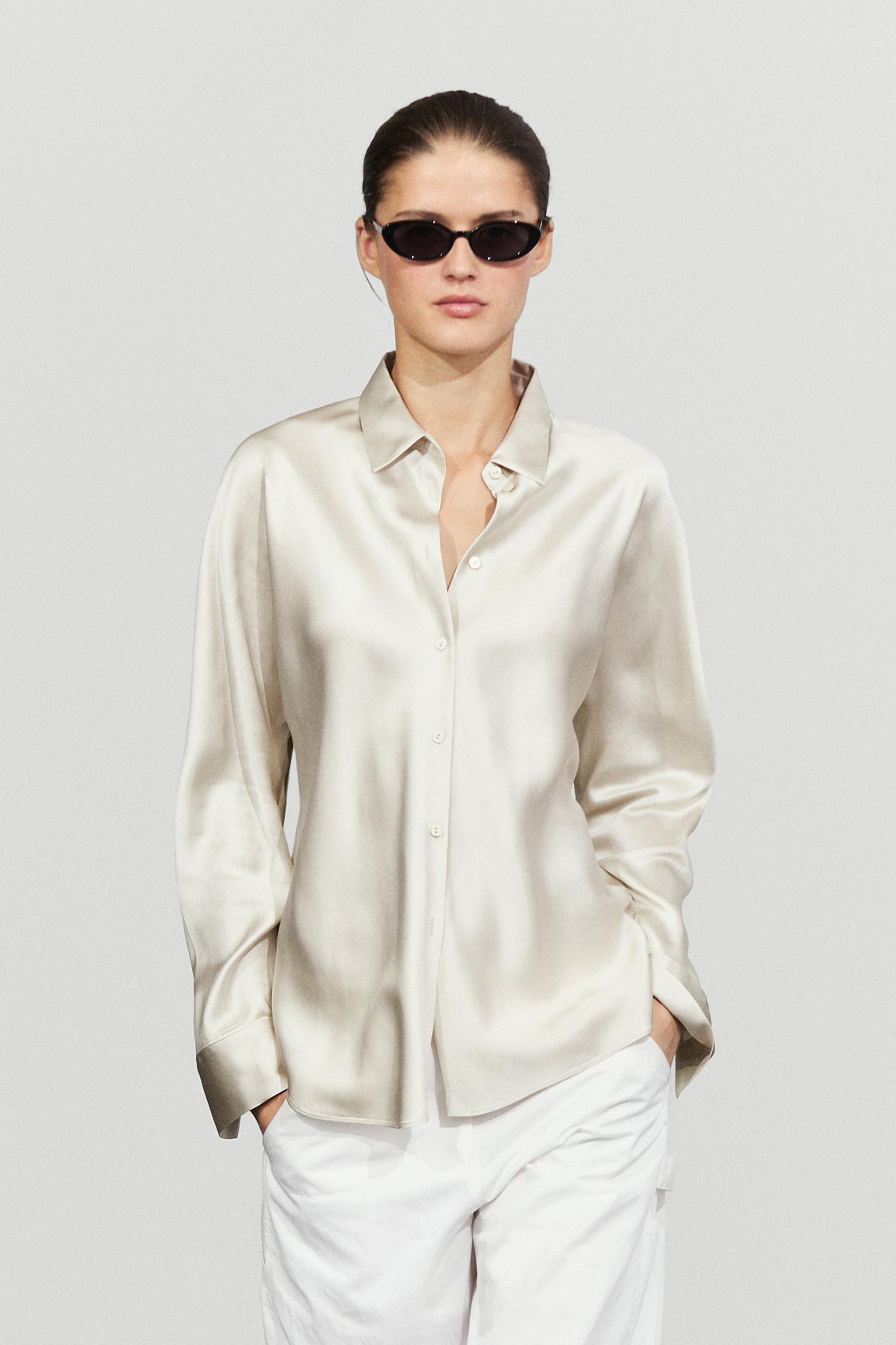 Flowing satin shirt — SILVER