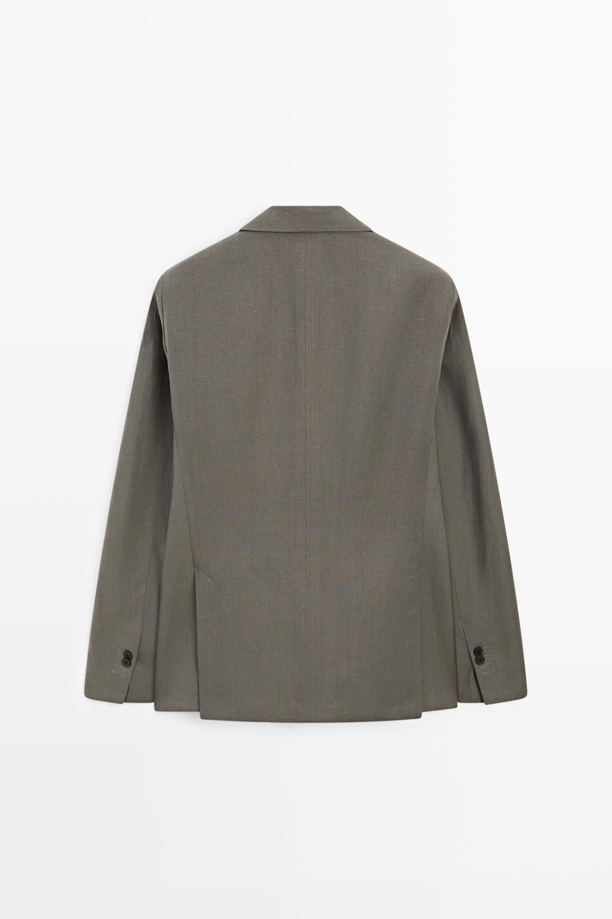 100% linen suit blazer — DARK GREEN