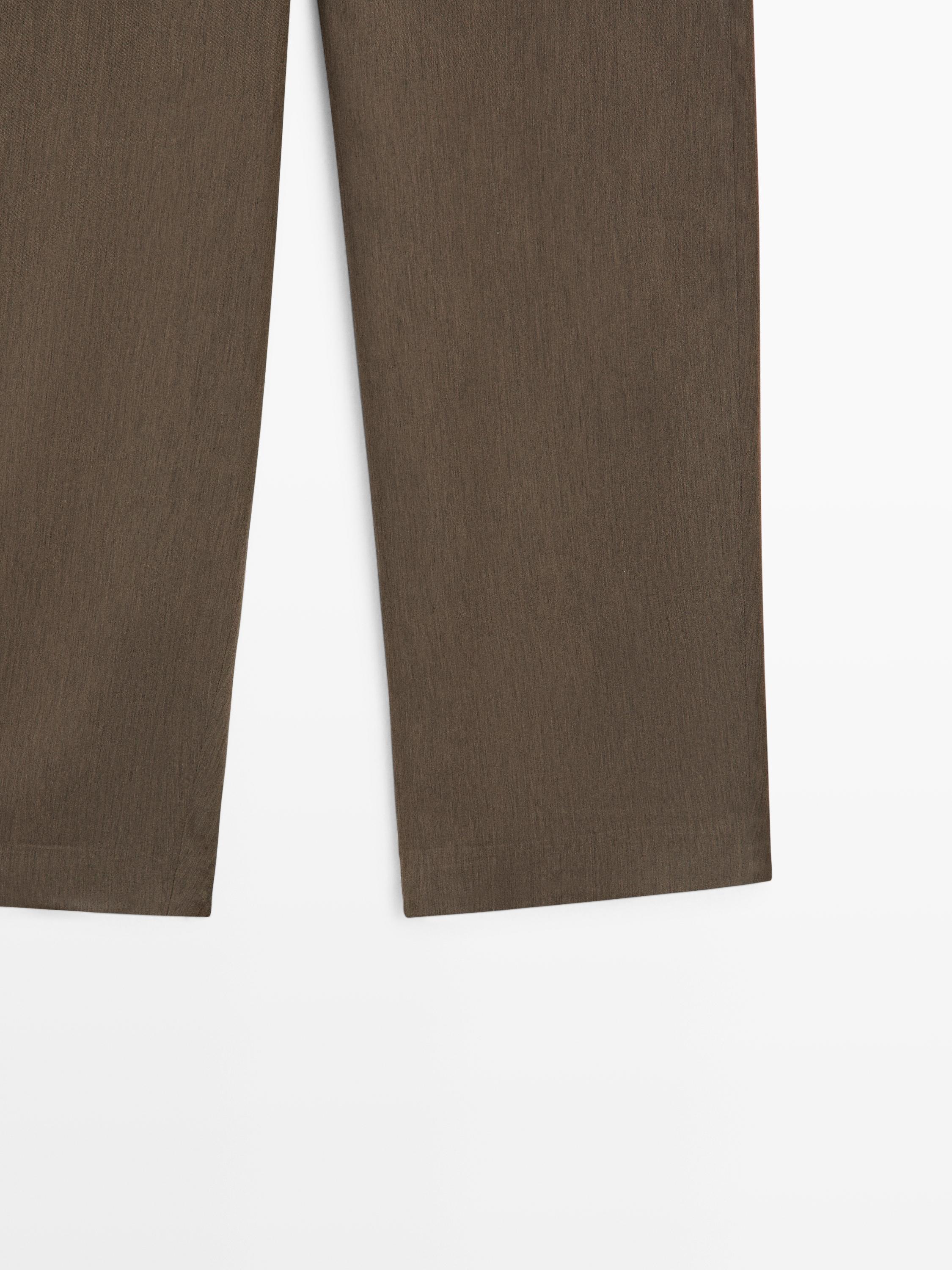 Flowing trousers with elasticated waistband — DARK GREEN
