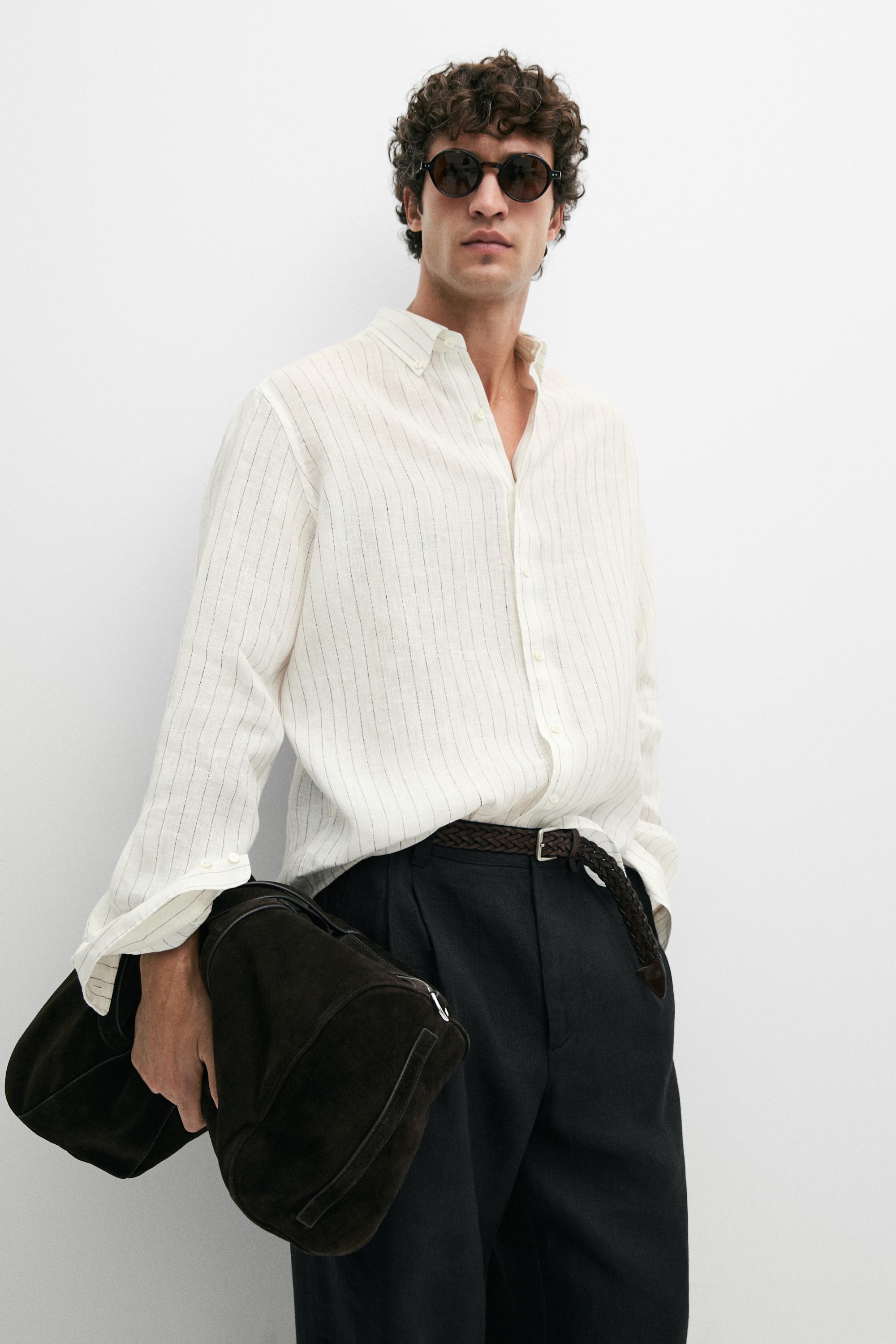 Chemise à rayures 100&nbsp;% lin