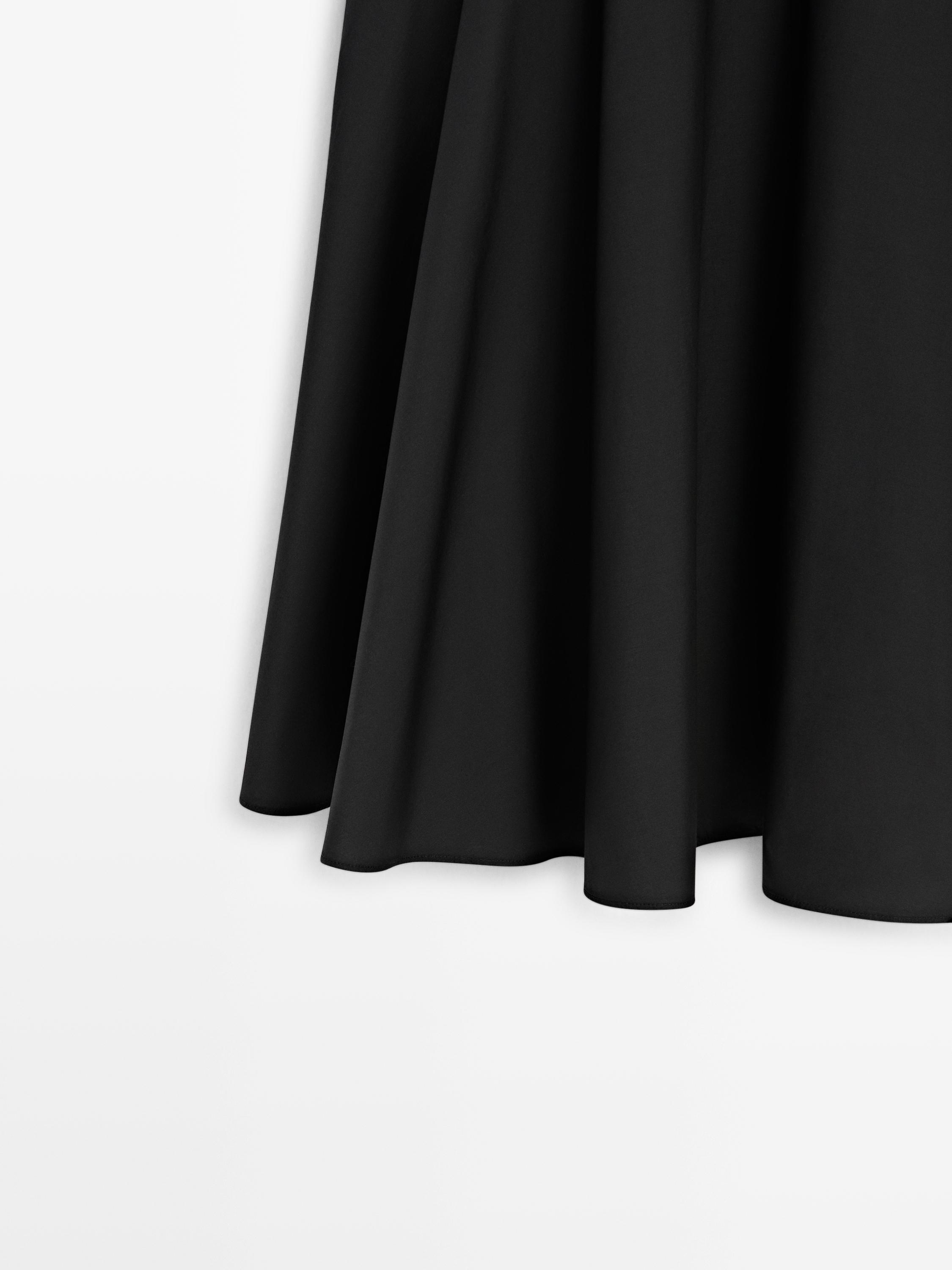 Midi skirt with scarf detail — BLACK
