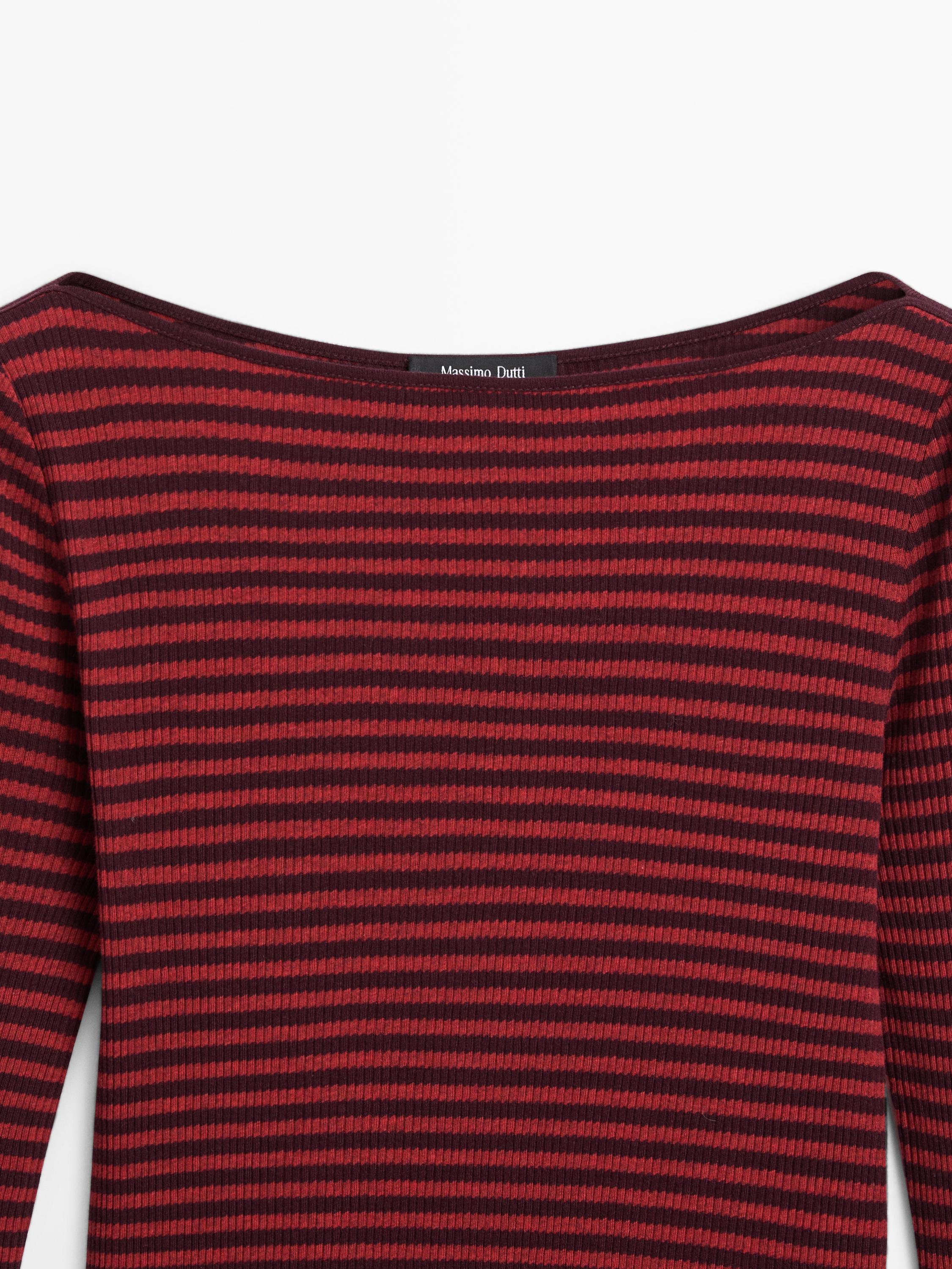 Striped long sleeve T-shirt with trim detail
