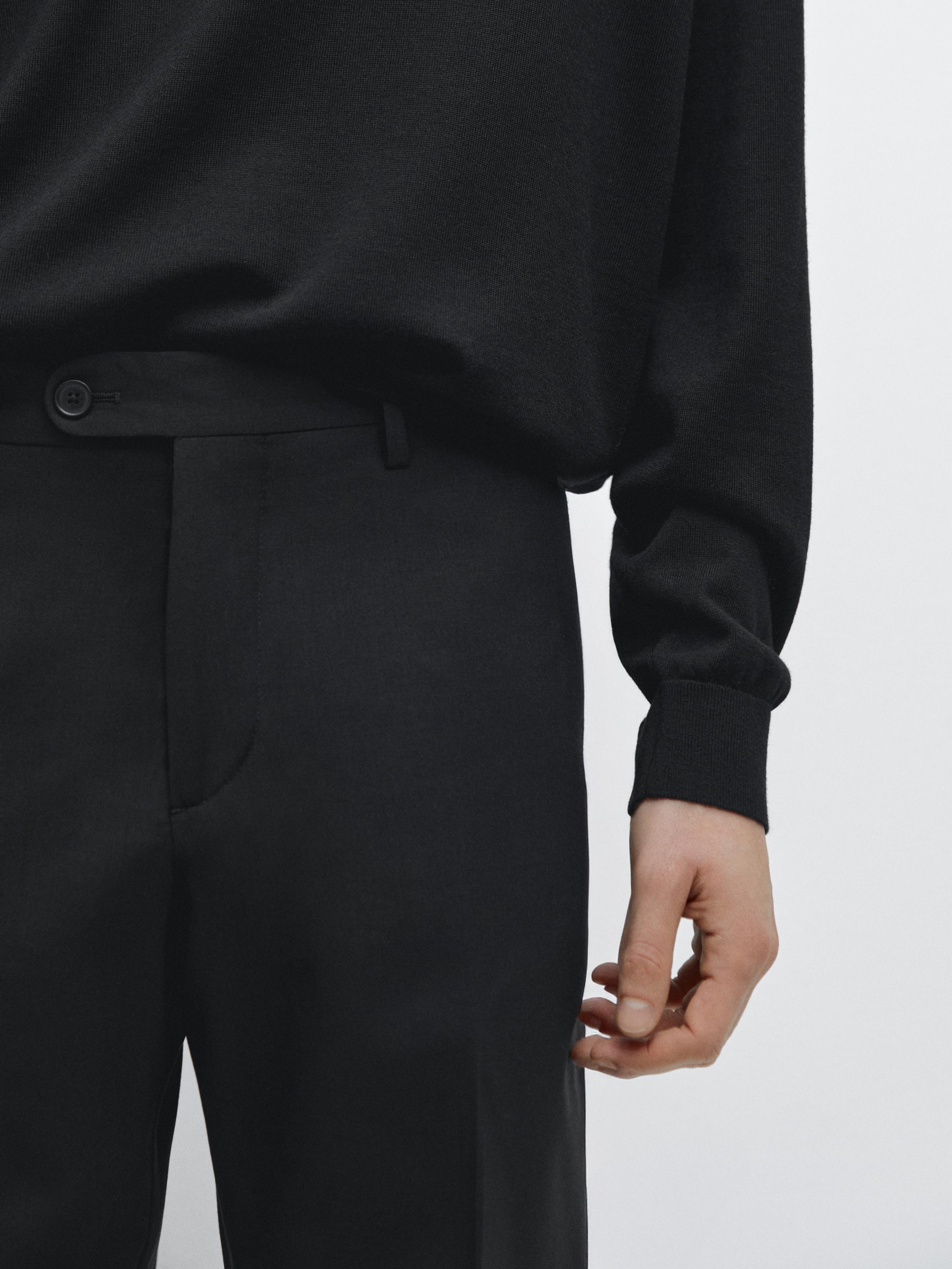 100% wool suit trousers — BLACK