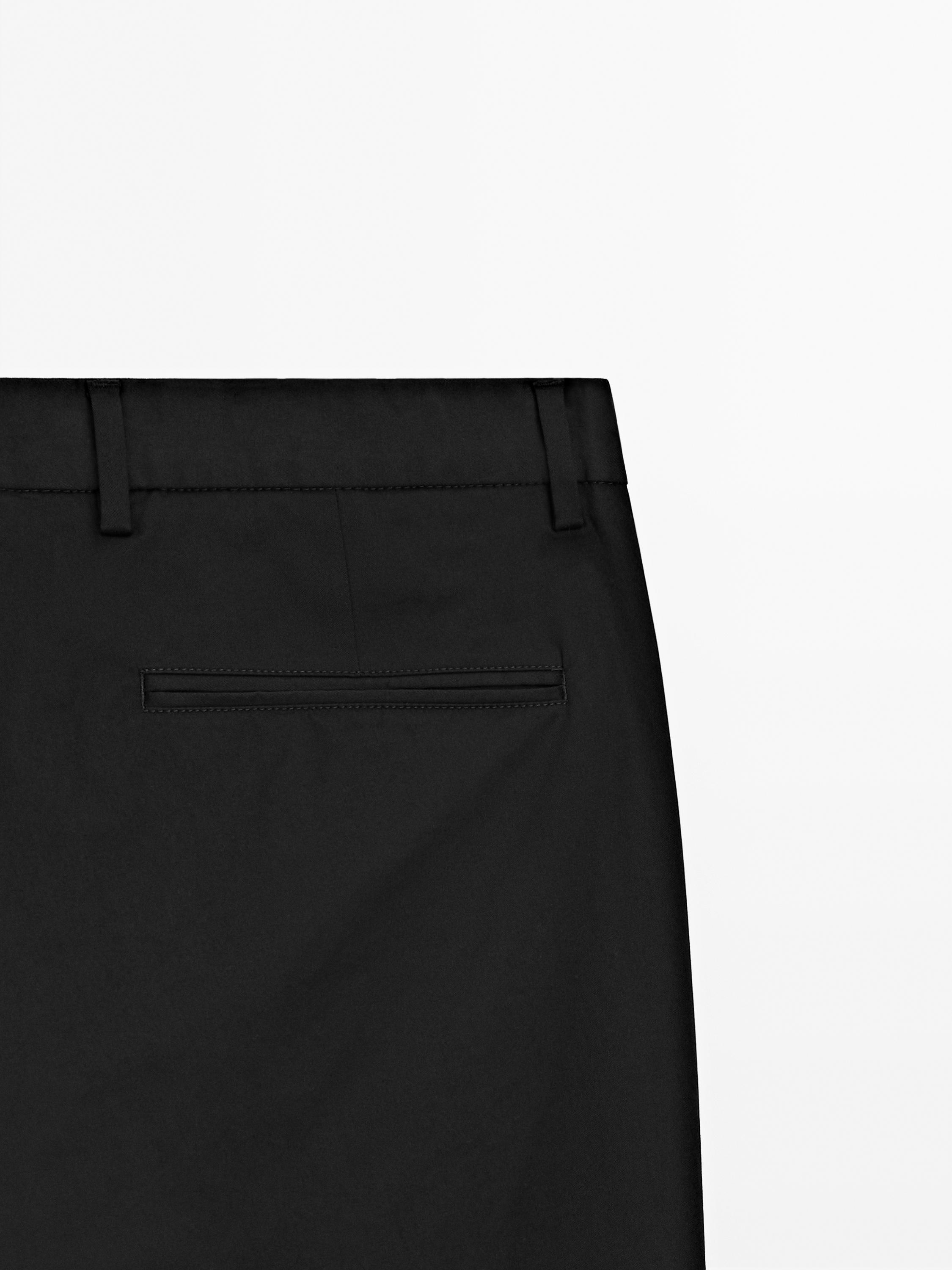Cotton blend slim fit trousers