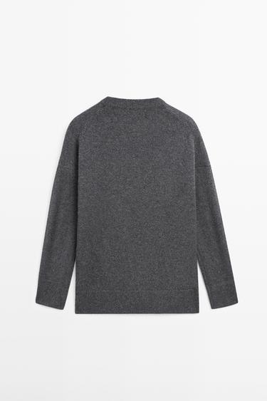 100% cashmere oversize knit sweater — ANTHRACITE GREY 6