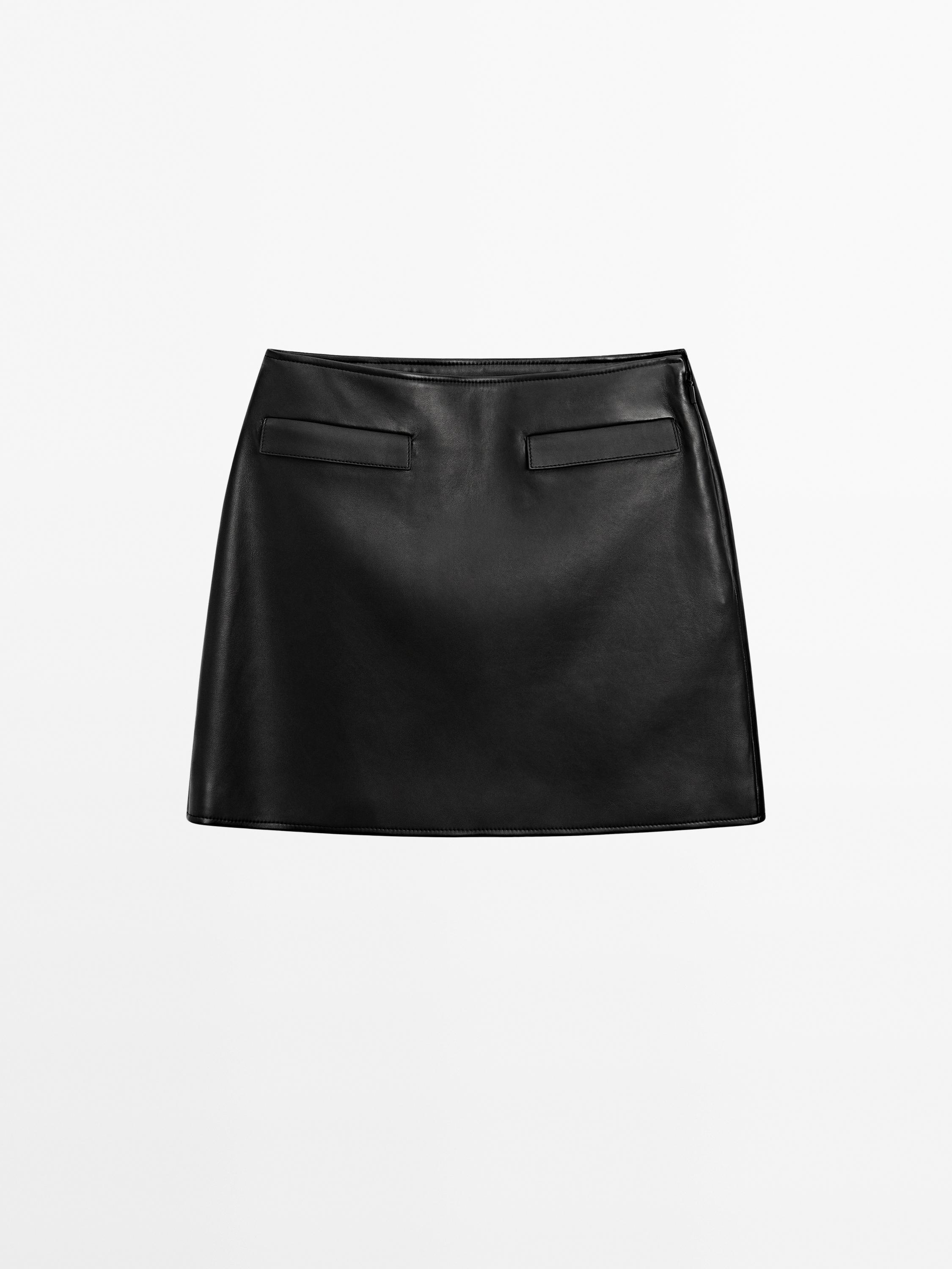 Leather mini skirt with pocket detail