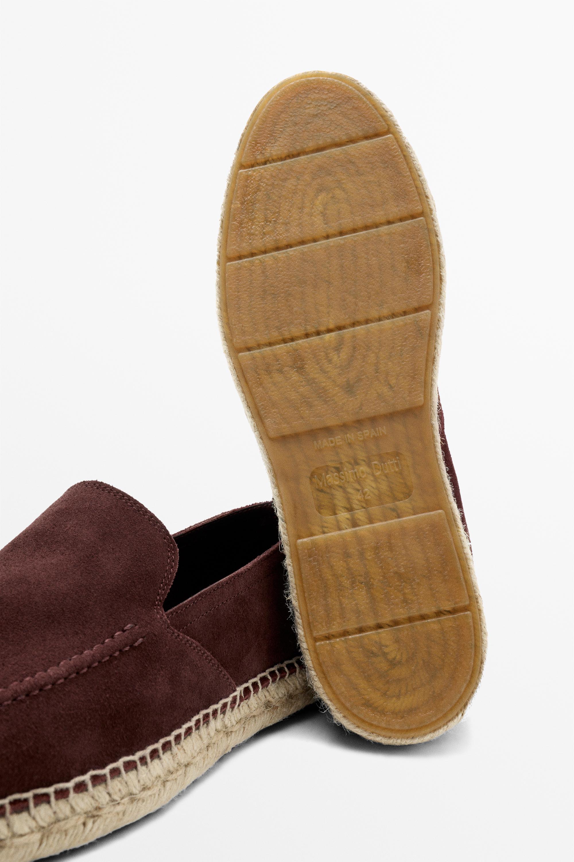 Leather espadrilles with moc toe — BURGUNDY