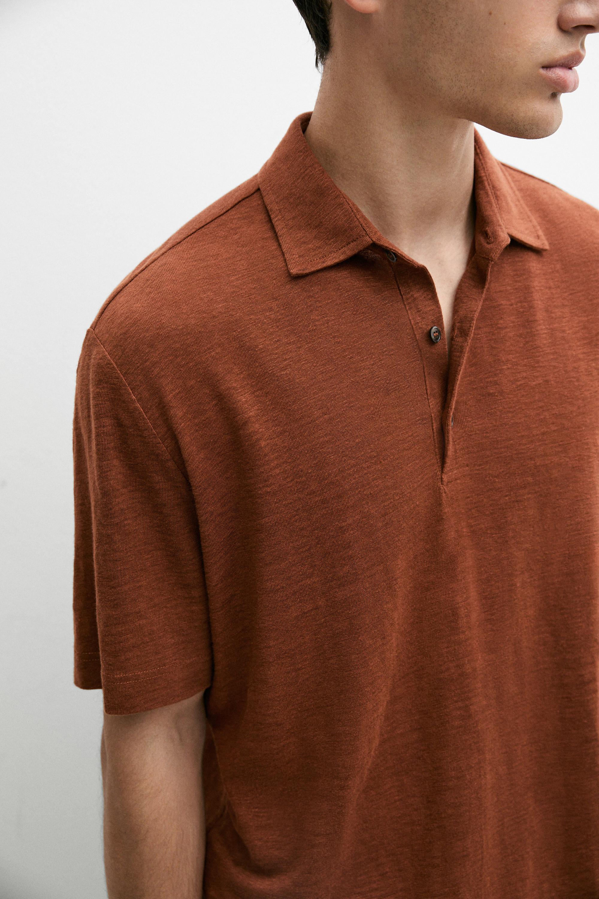 100% linen short sleeve polo shirt — Washed