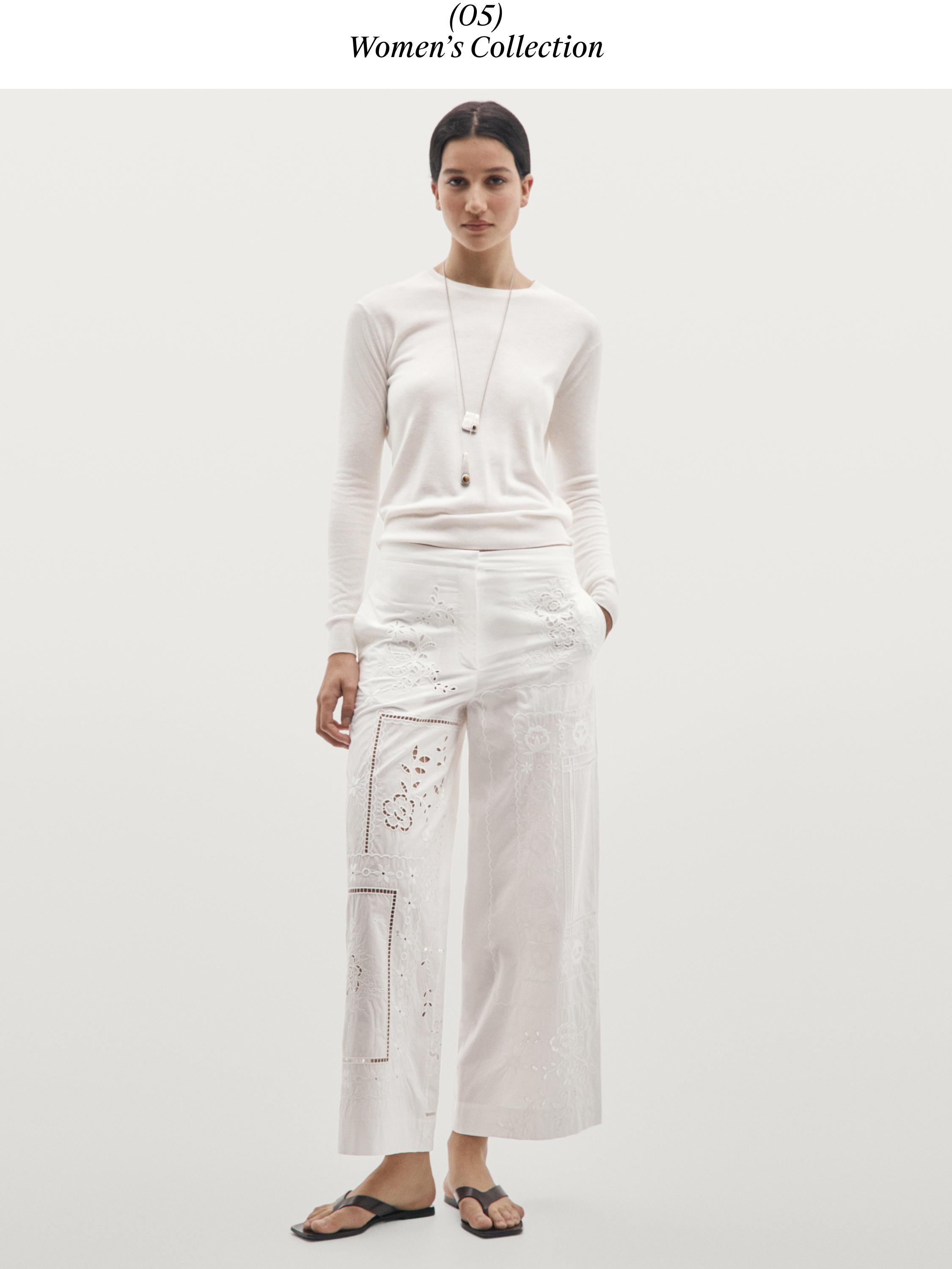 Quần chắp vá thêu họa tiết