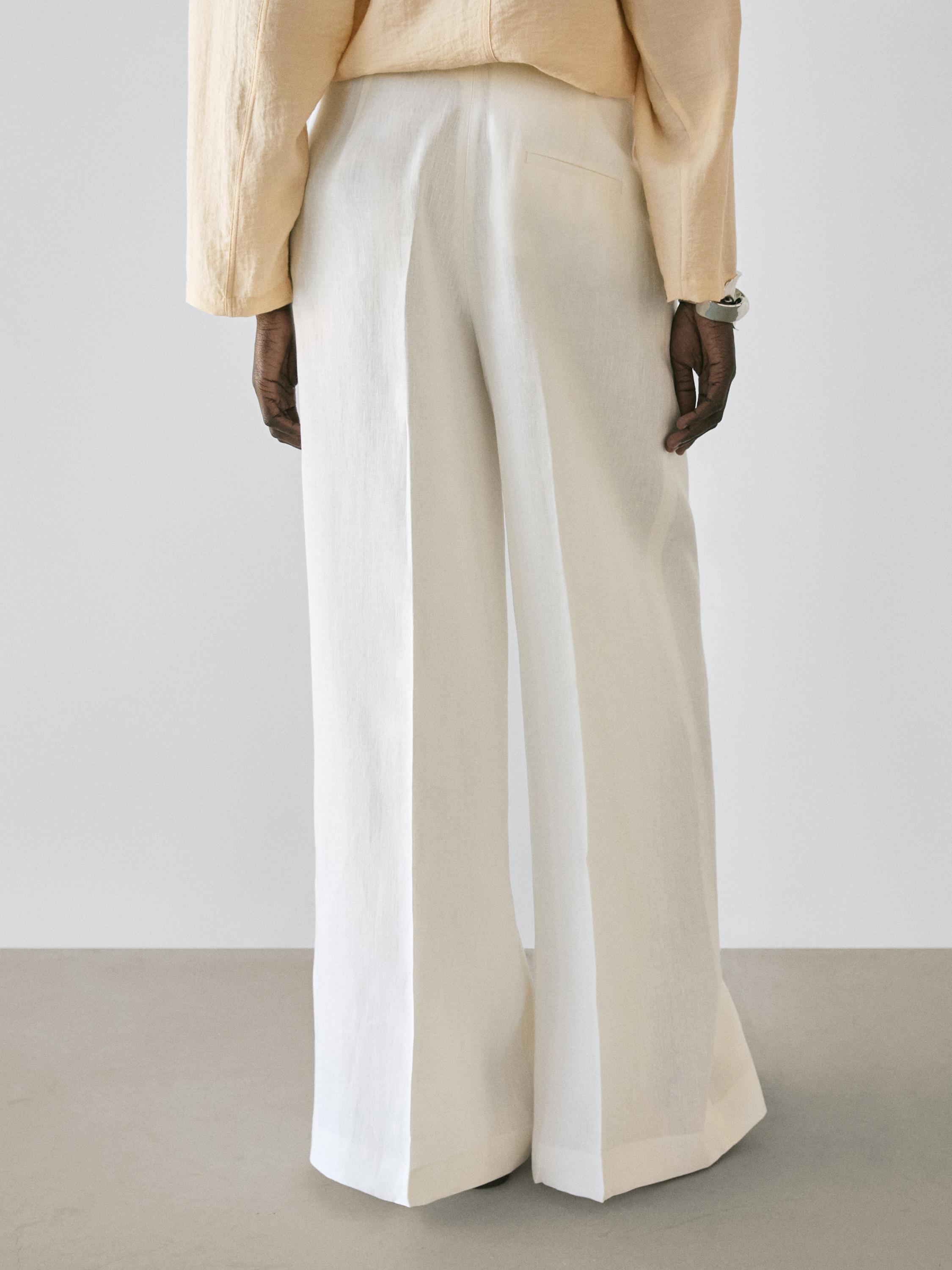 Flowing linen suit trousers — Off white