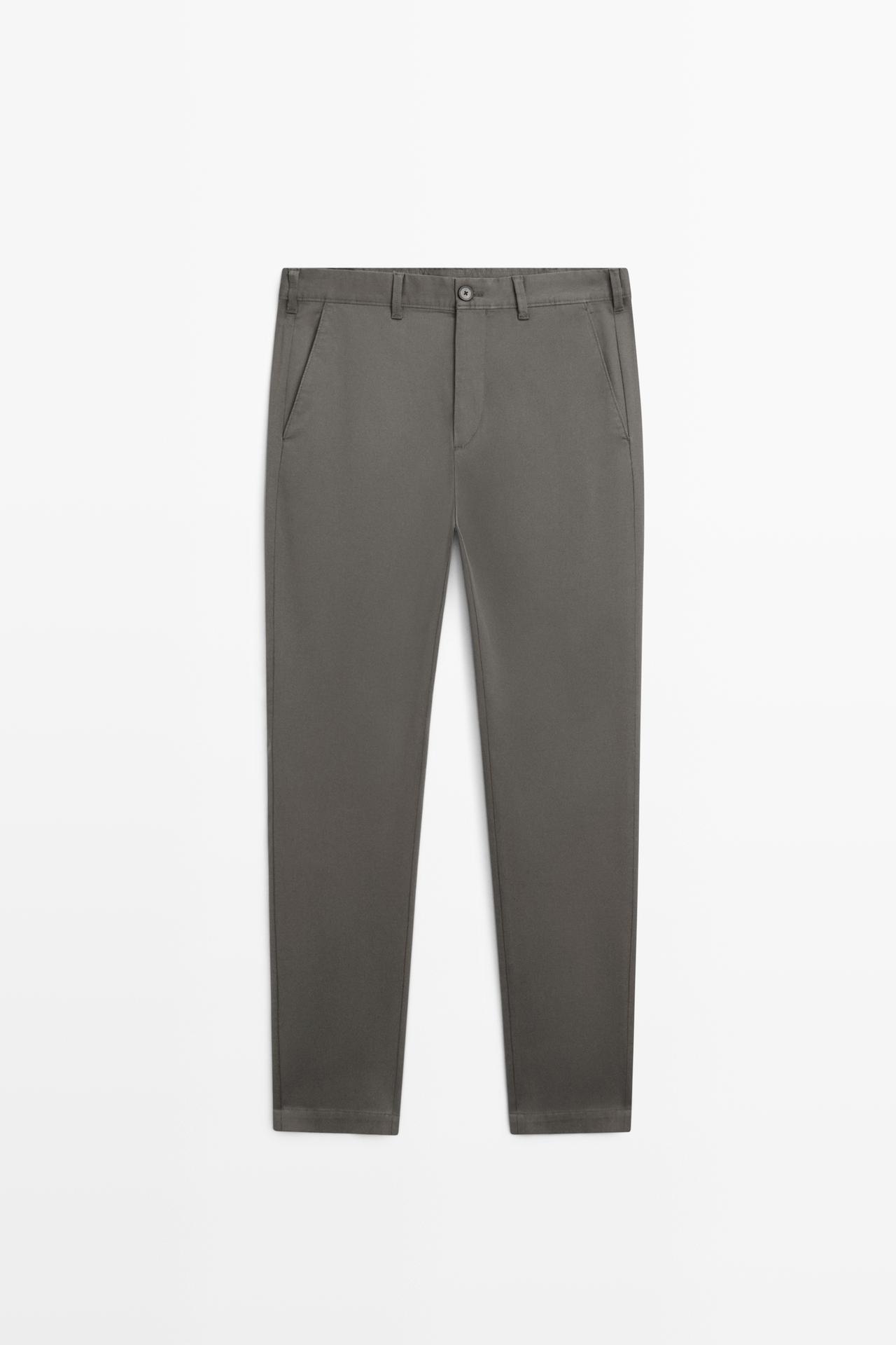 Massimo Dutti - Herre - Slim Fit Bukser I Bomuldsblanding - Grå - 36