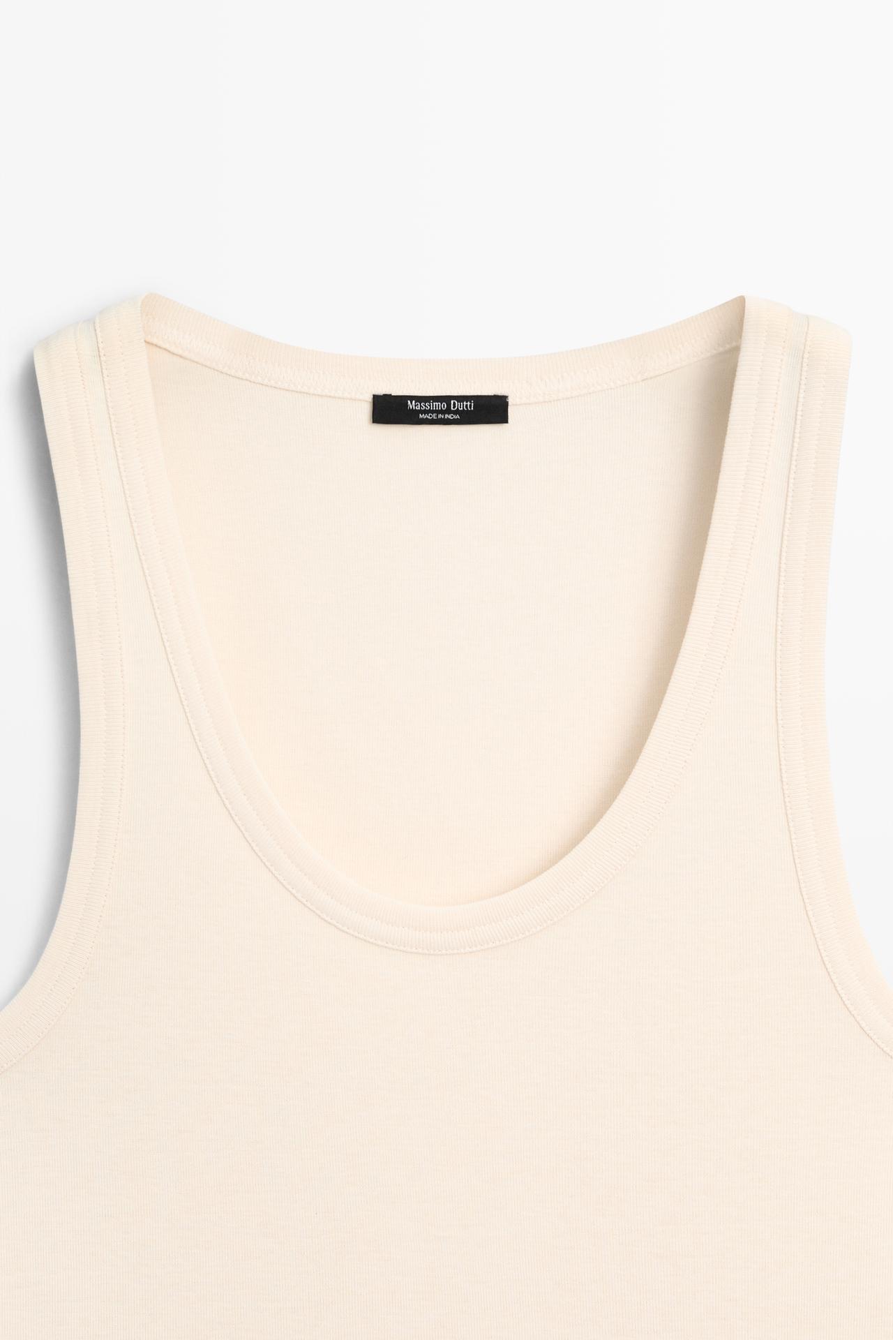 Sleeveless 100% cotton T-shirt — Beige