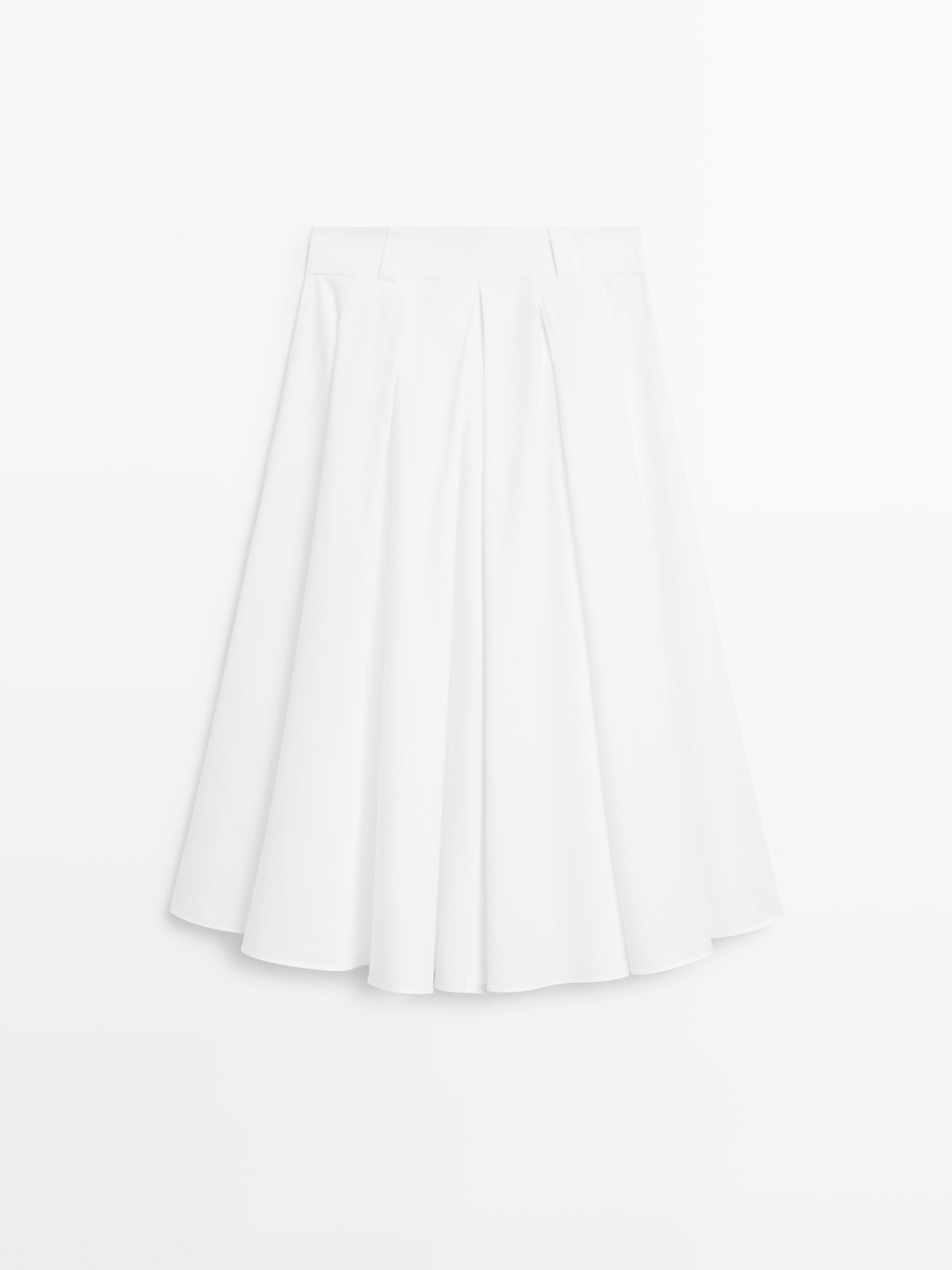 Midi skirt with belt loop details — WHITE