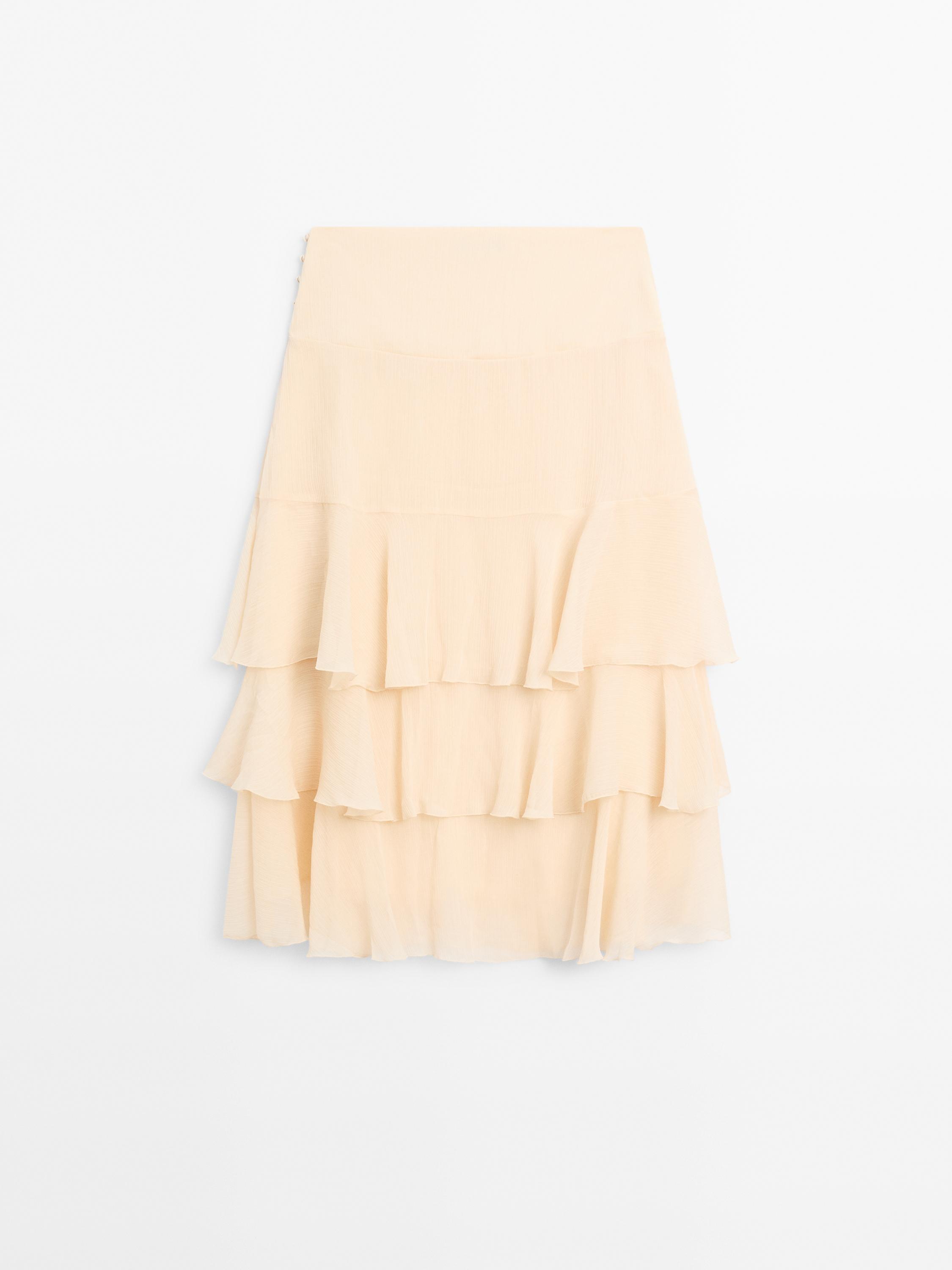Long ruffled skirt with sash