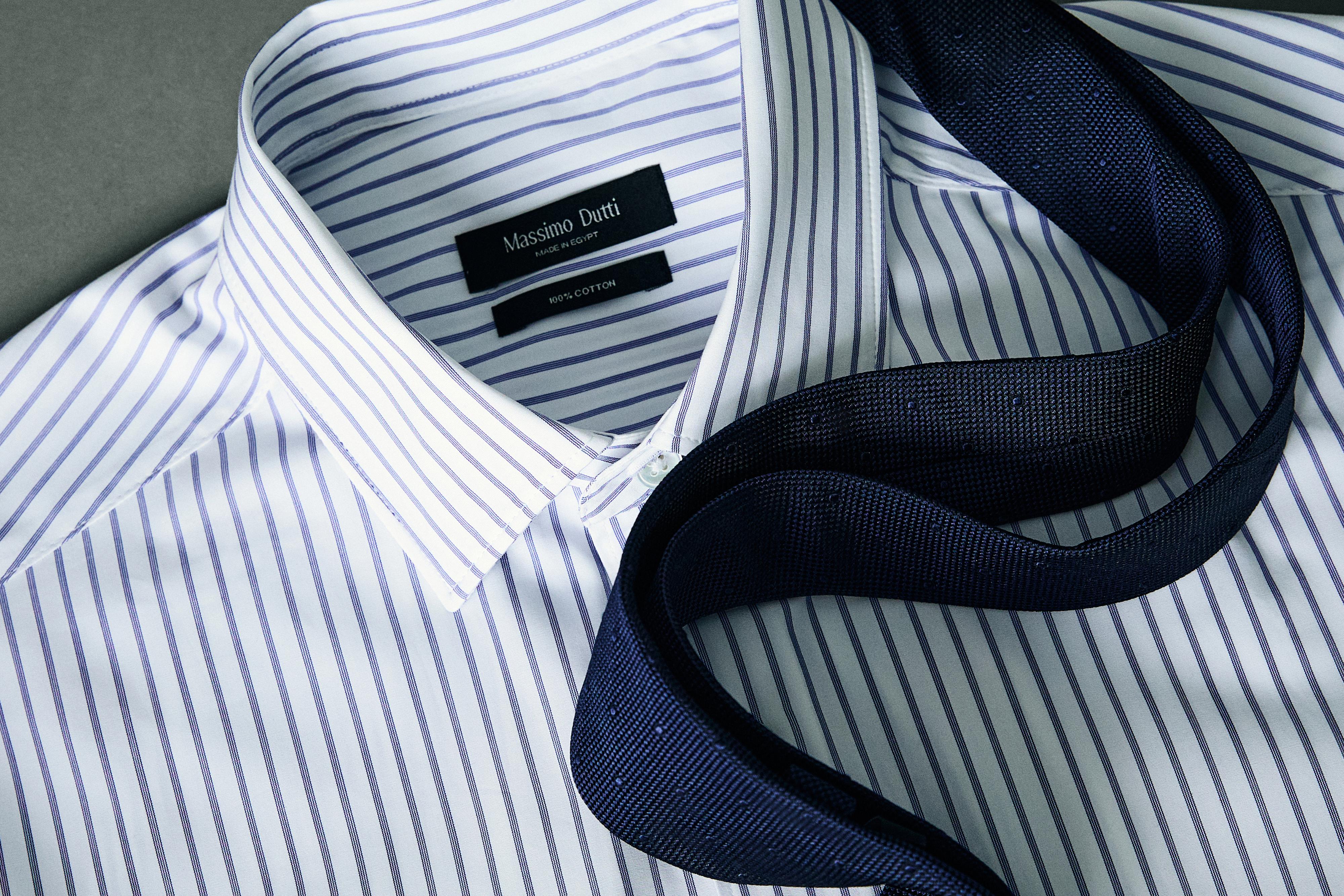 Regular fit striped shirt — Light Blue