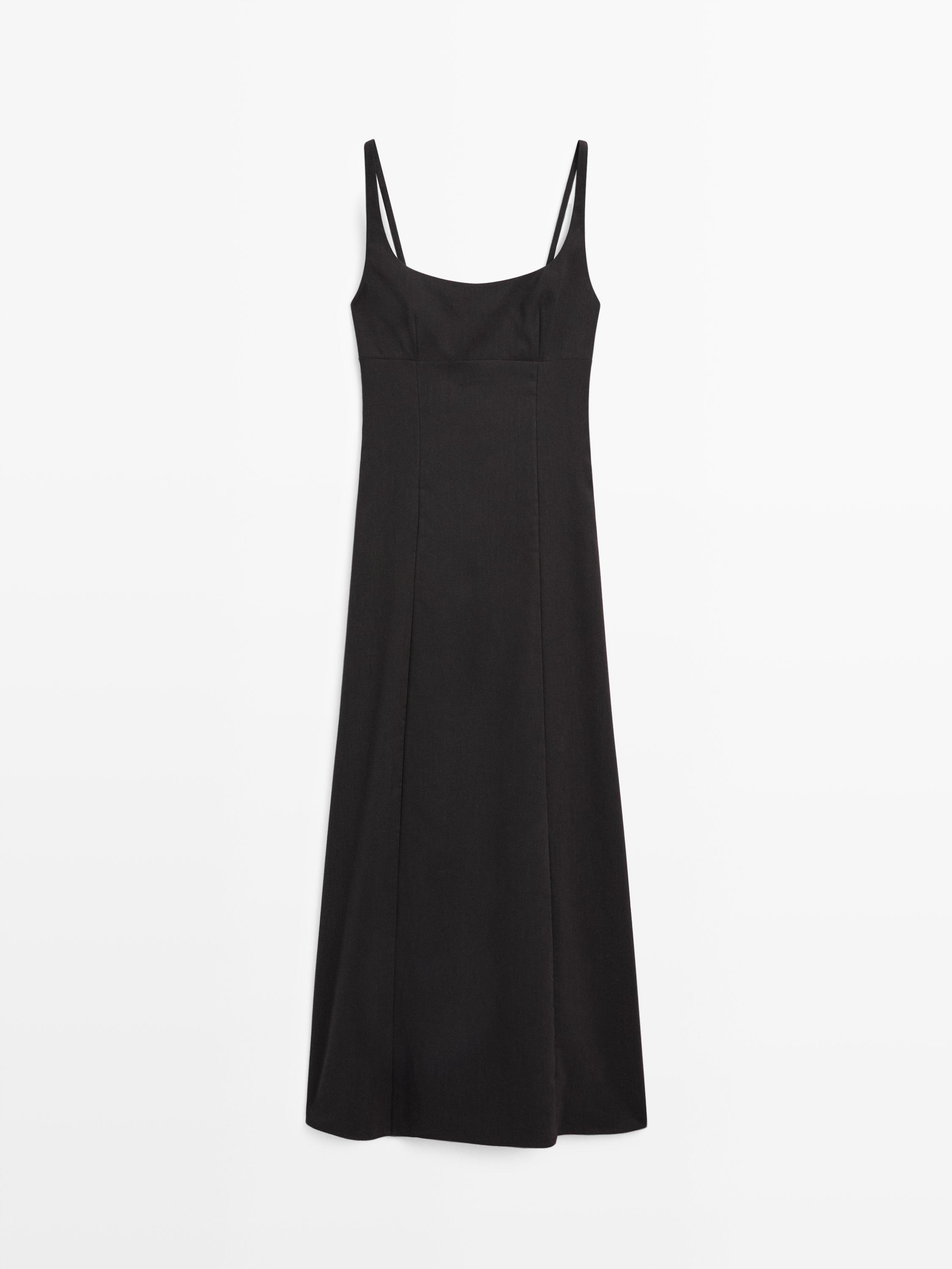 Strappy linen midi dress