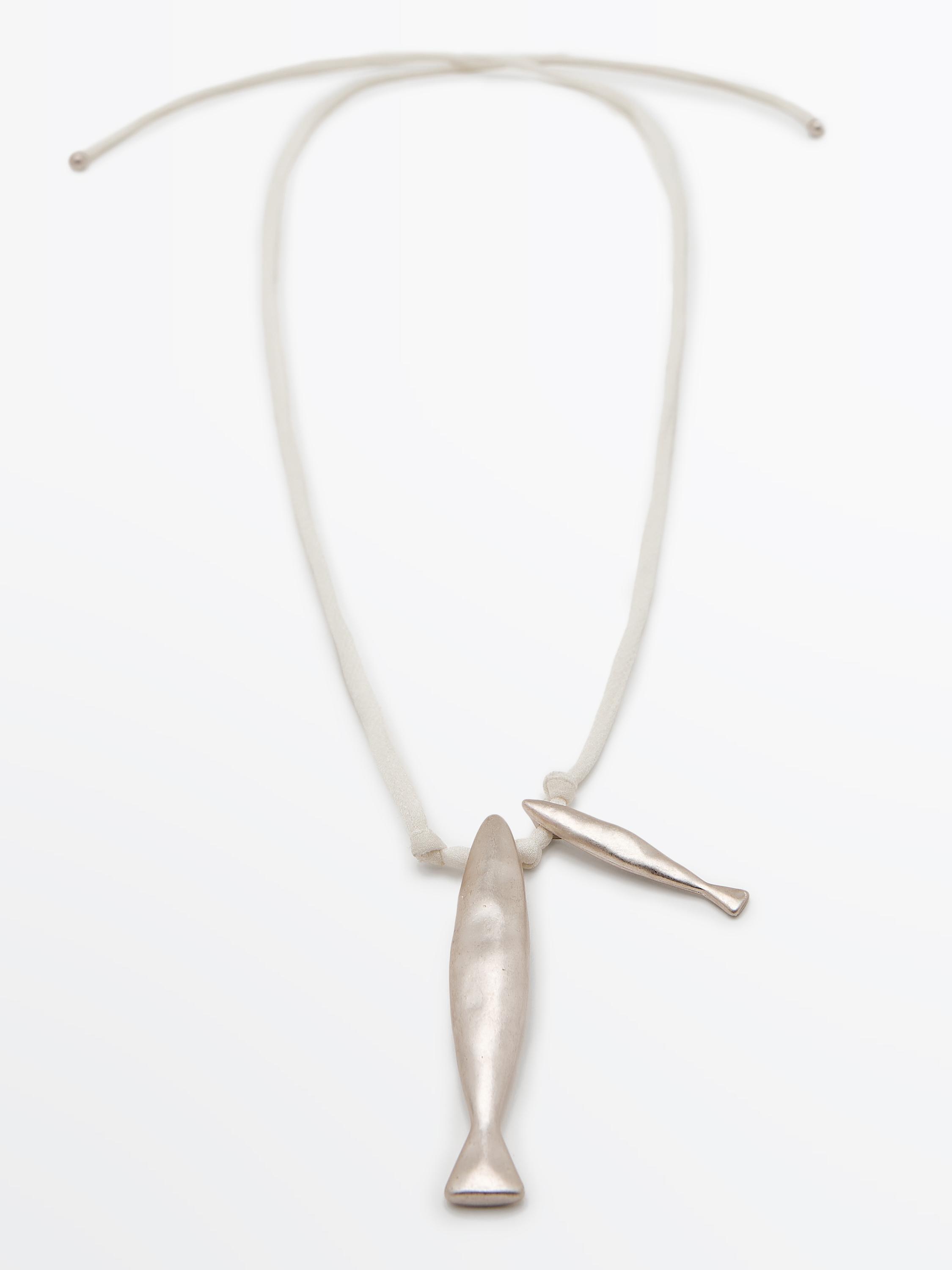 Silk cord necklace with fish