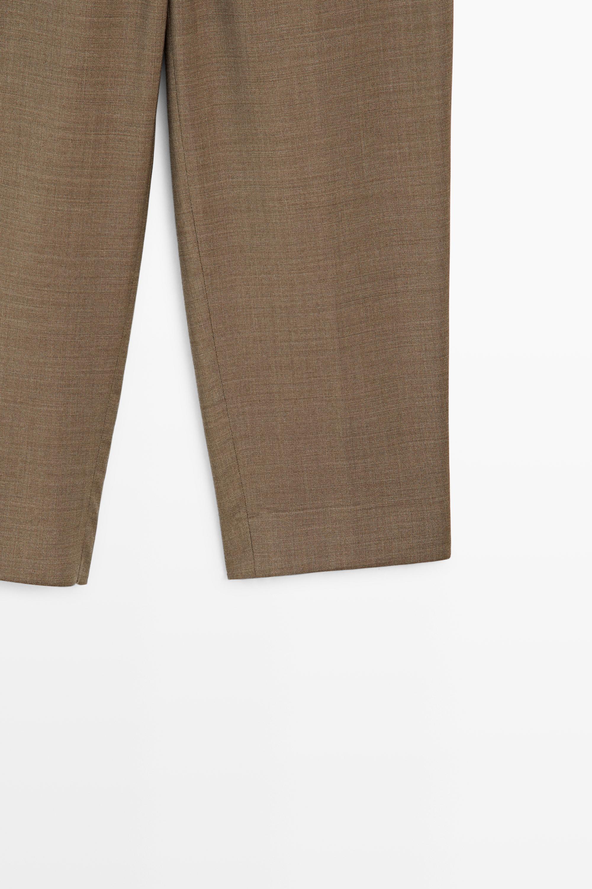 100% Wool Melange Suit Pants — CAMEL