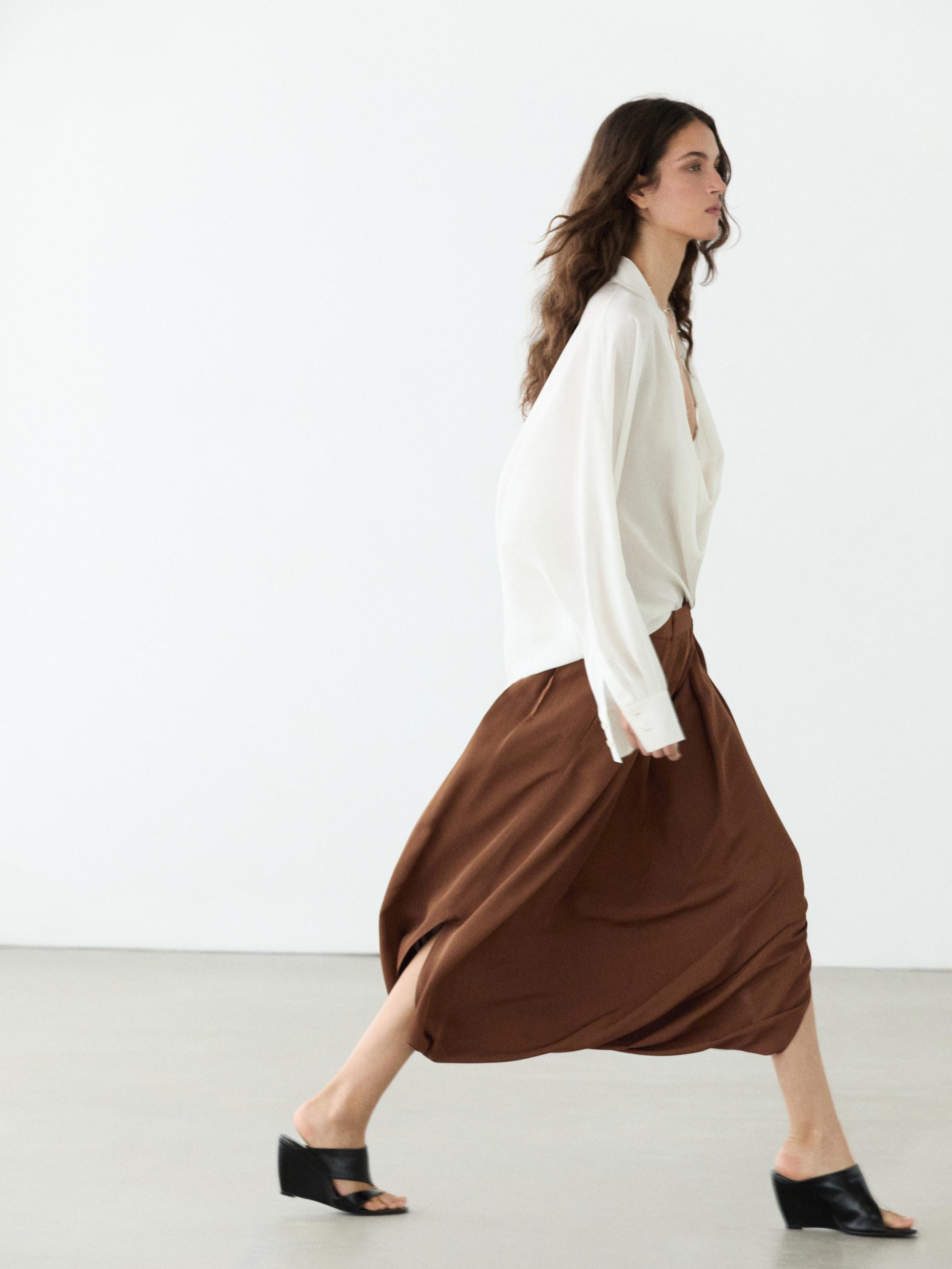 Flowing pleated skort — Washed