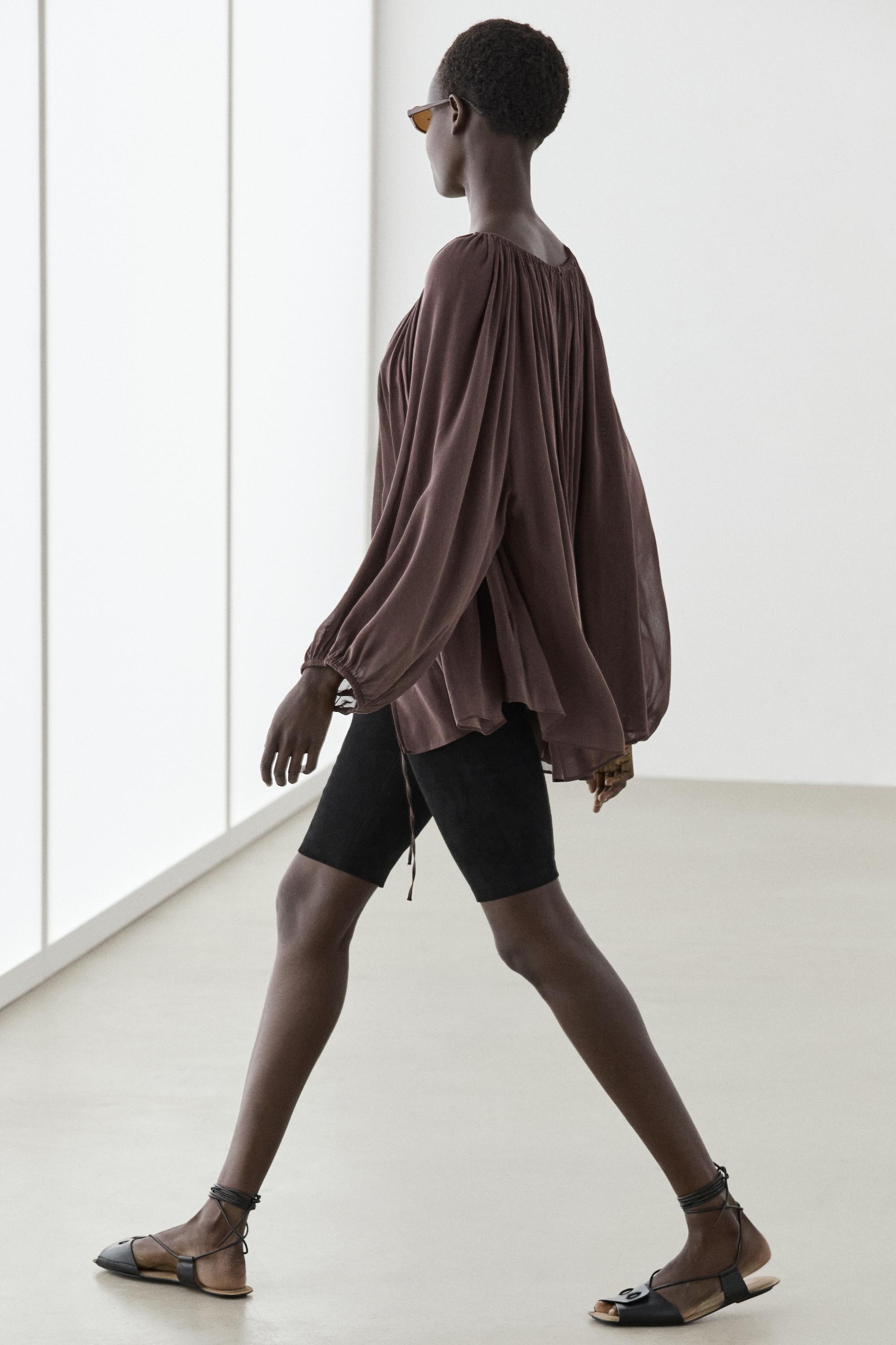 Suede leather cycling shorts — BLACK