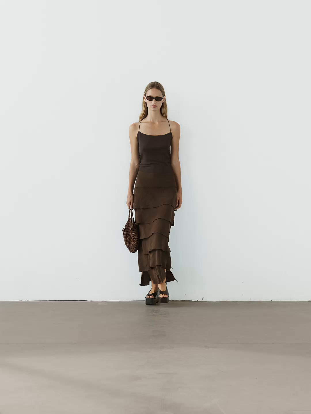 Midi skirt with ruffle detail
