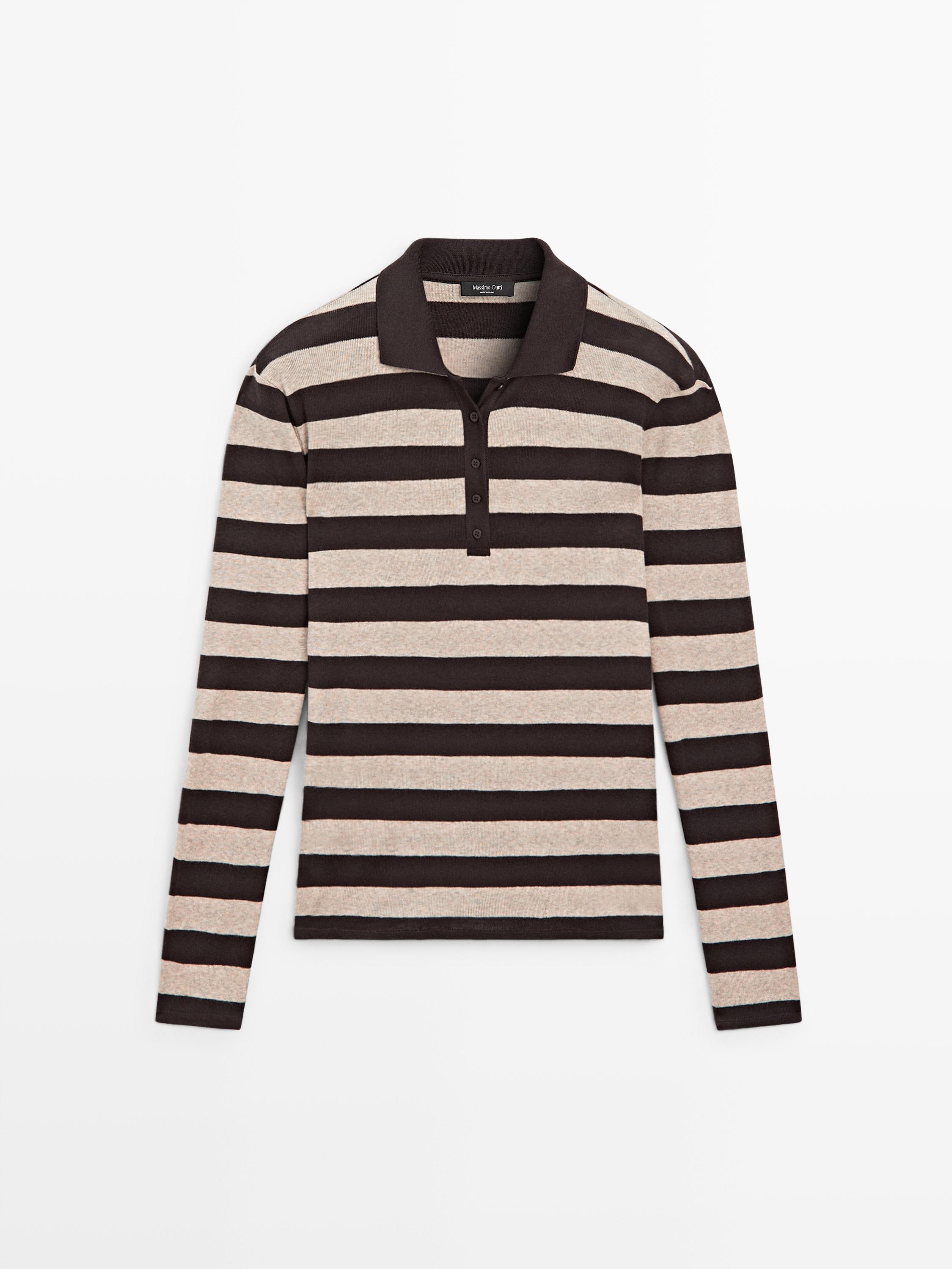 Strickpullover im Polo-Stil aus Baumwollmischgewebe