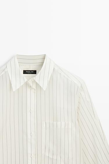 Striped flowing shirt with pocket detail — WHITE 4