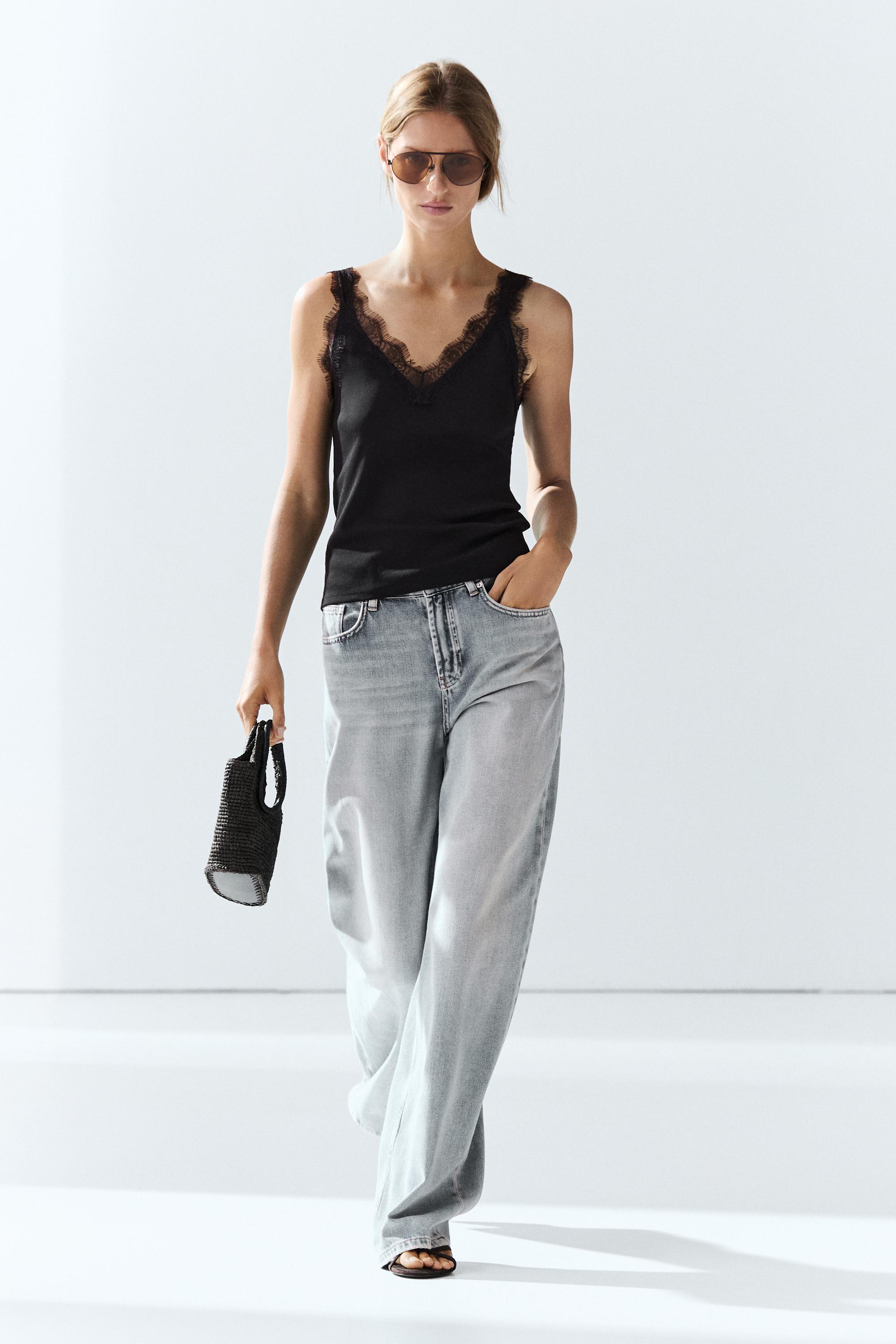 Strappy lace-trim top