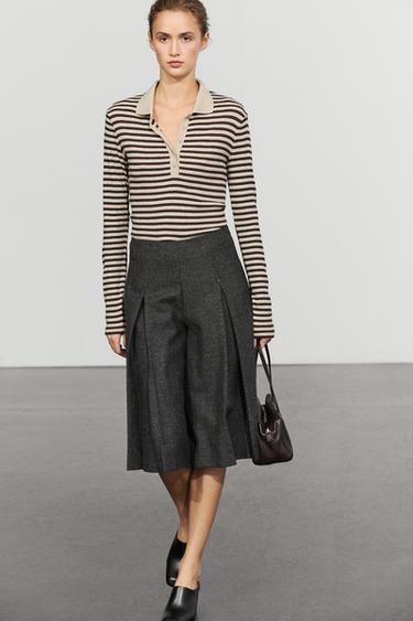 Pleated-detail skort pants — GREY 8