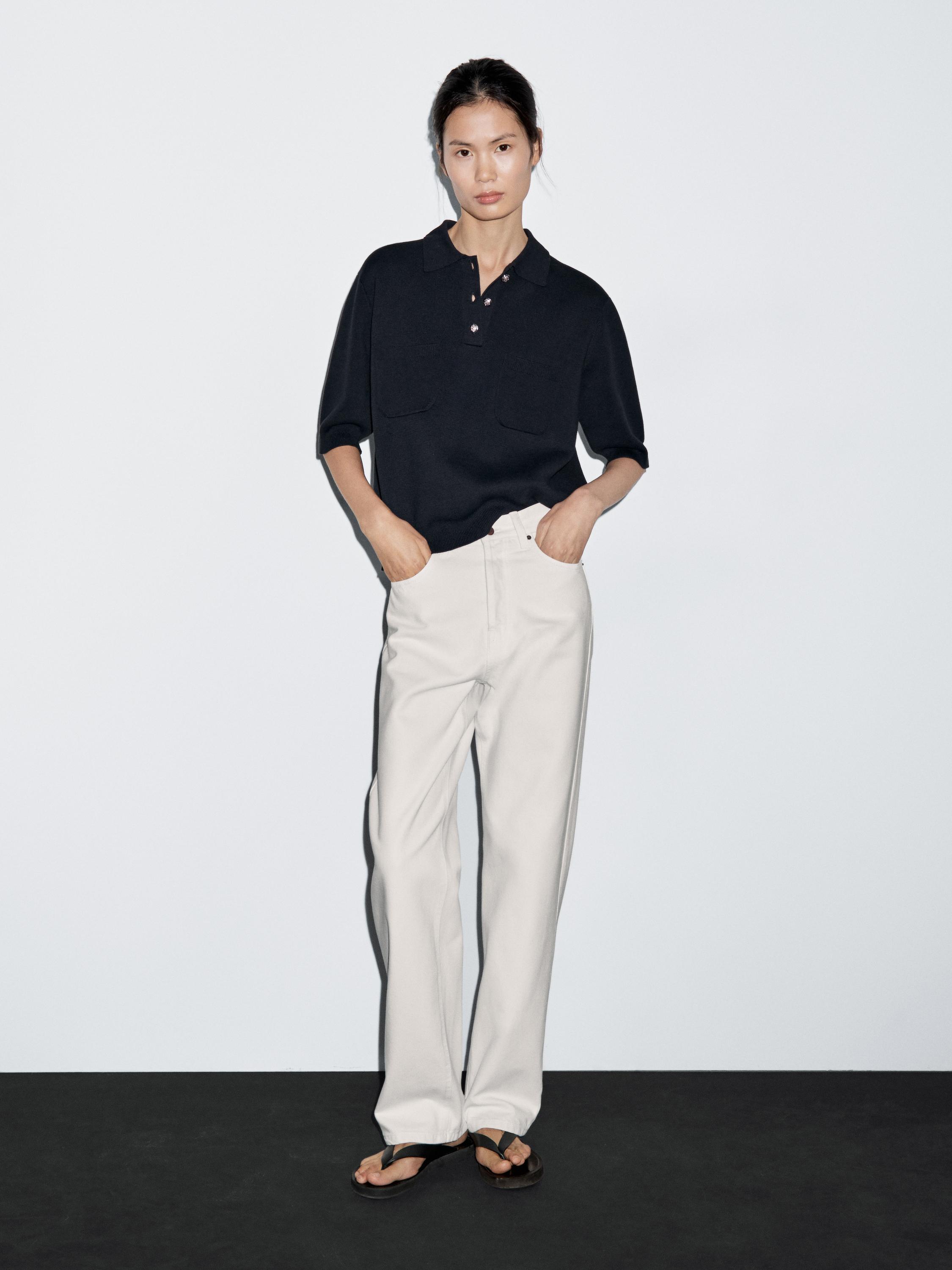 Cotton blend polo shirt with button details