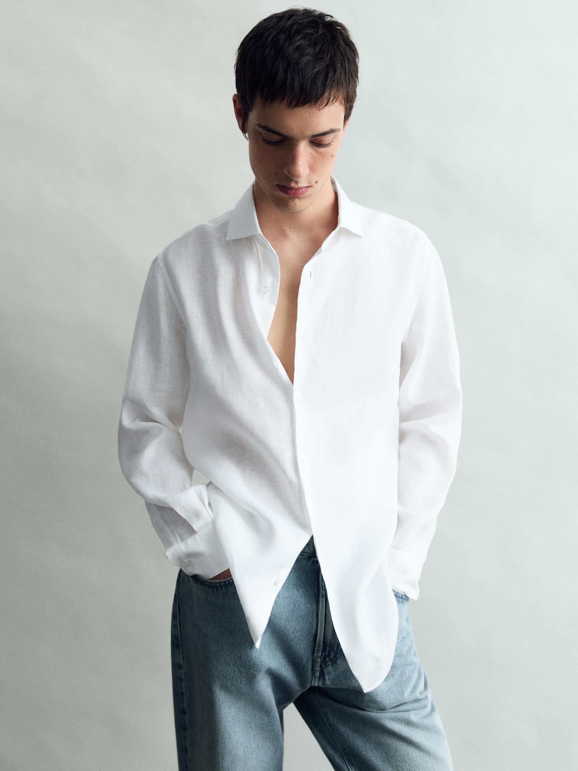 Camisa slim fit 100% lino