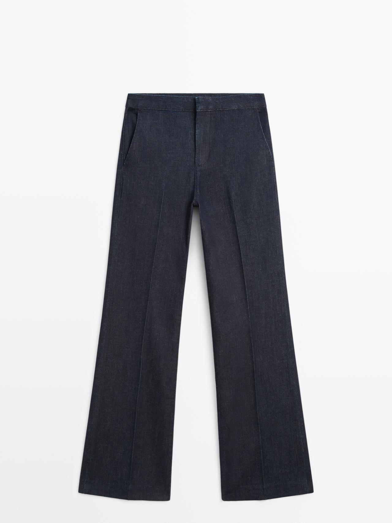 Massimo Dutti - Dames - Klokkende Jeans Met Hoge Taille - Donkerblauw - 40