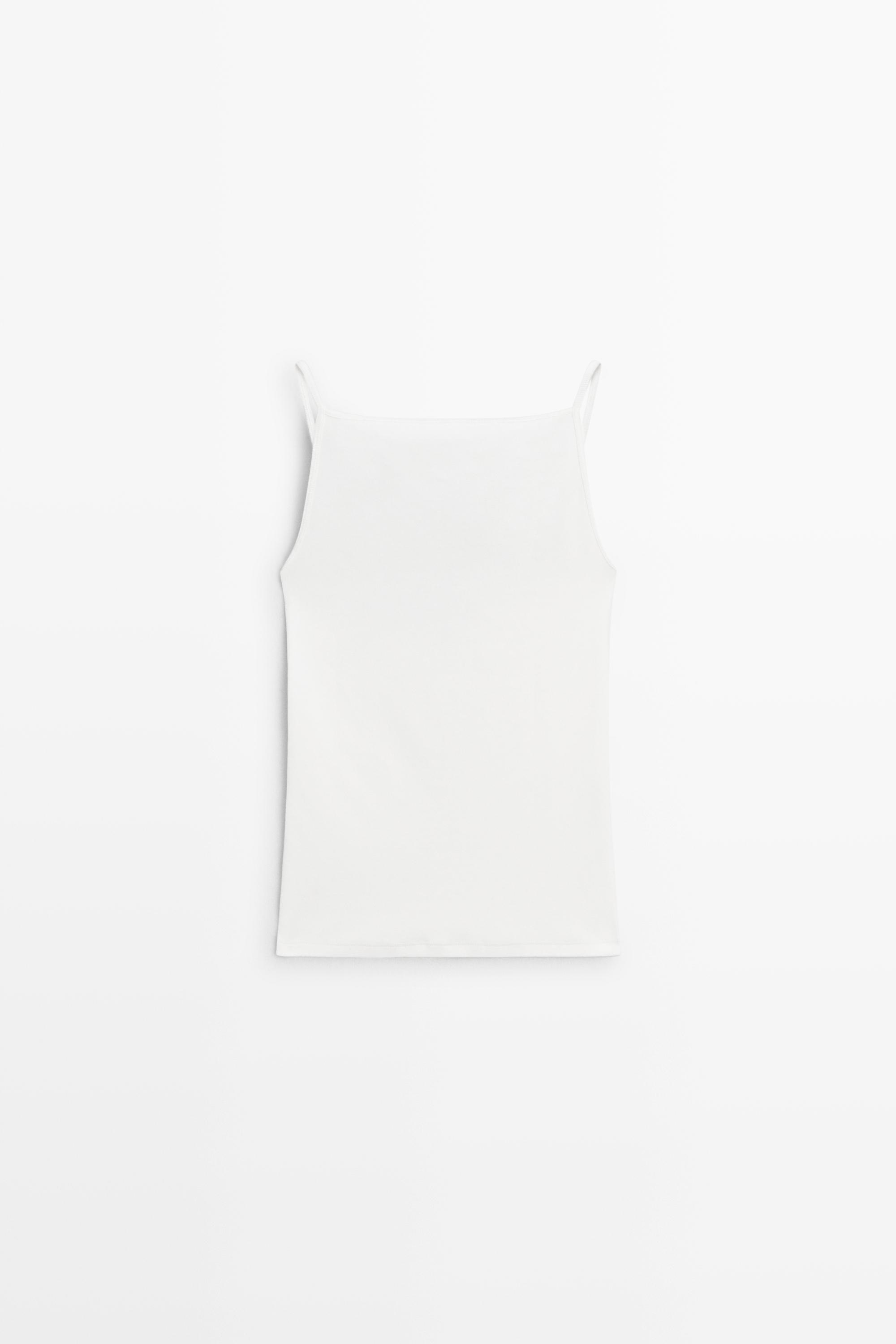 Cotton blend camisole top — WHITE