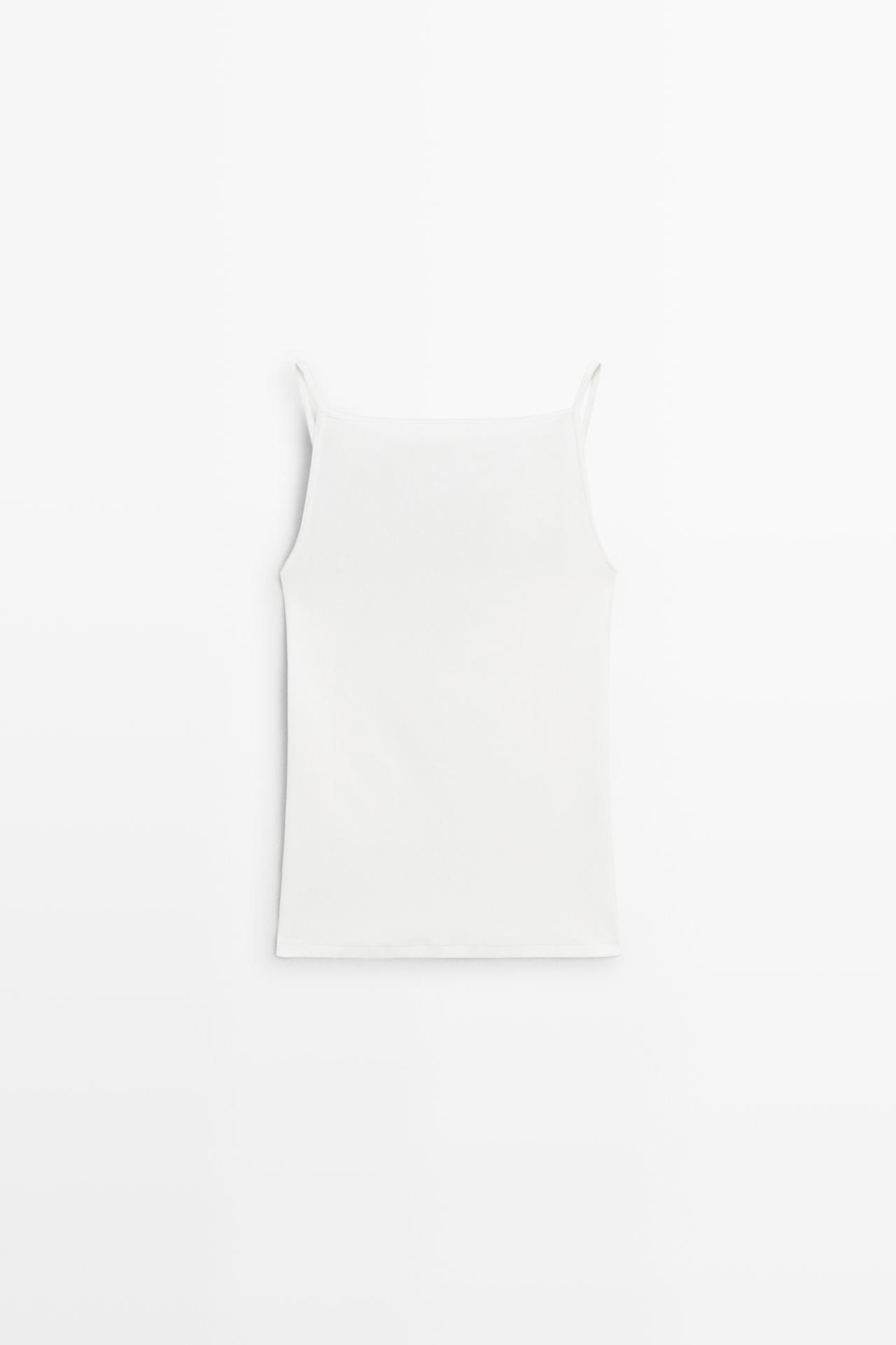 Cotton blend camisole top — WHITE