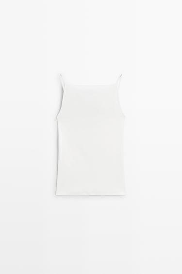 Cotton blend camisole top — WHITE 2