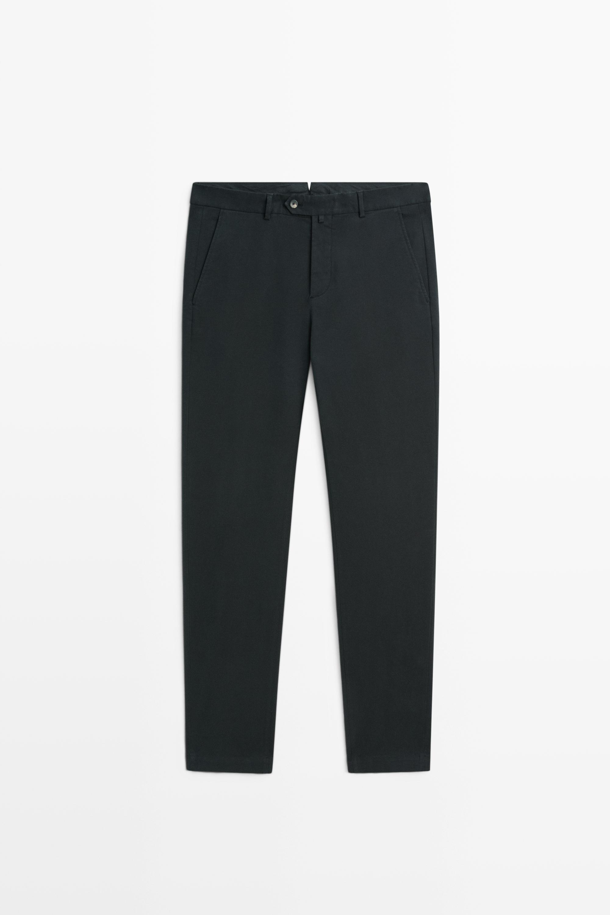 100% cotton slim fit pants — NAVY BLUE