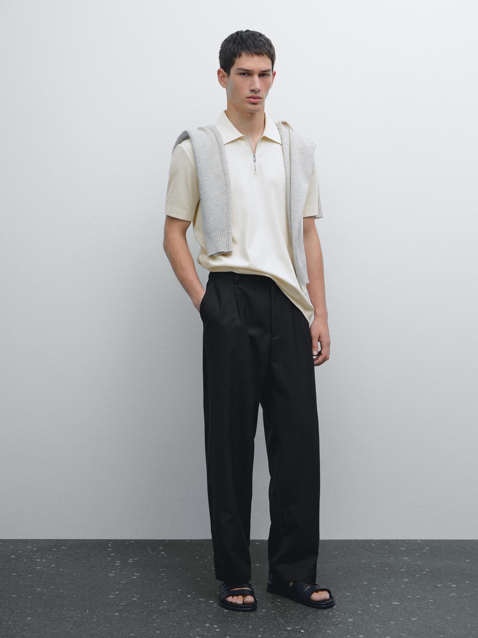 Polo 100 % Coton À Manches Courtes - Glace - M - Massimo Dutti - Homme