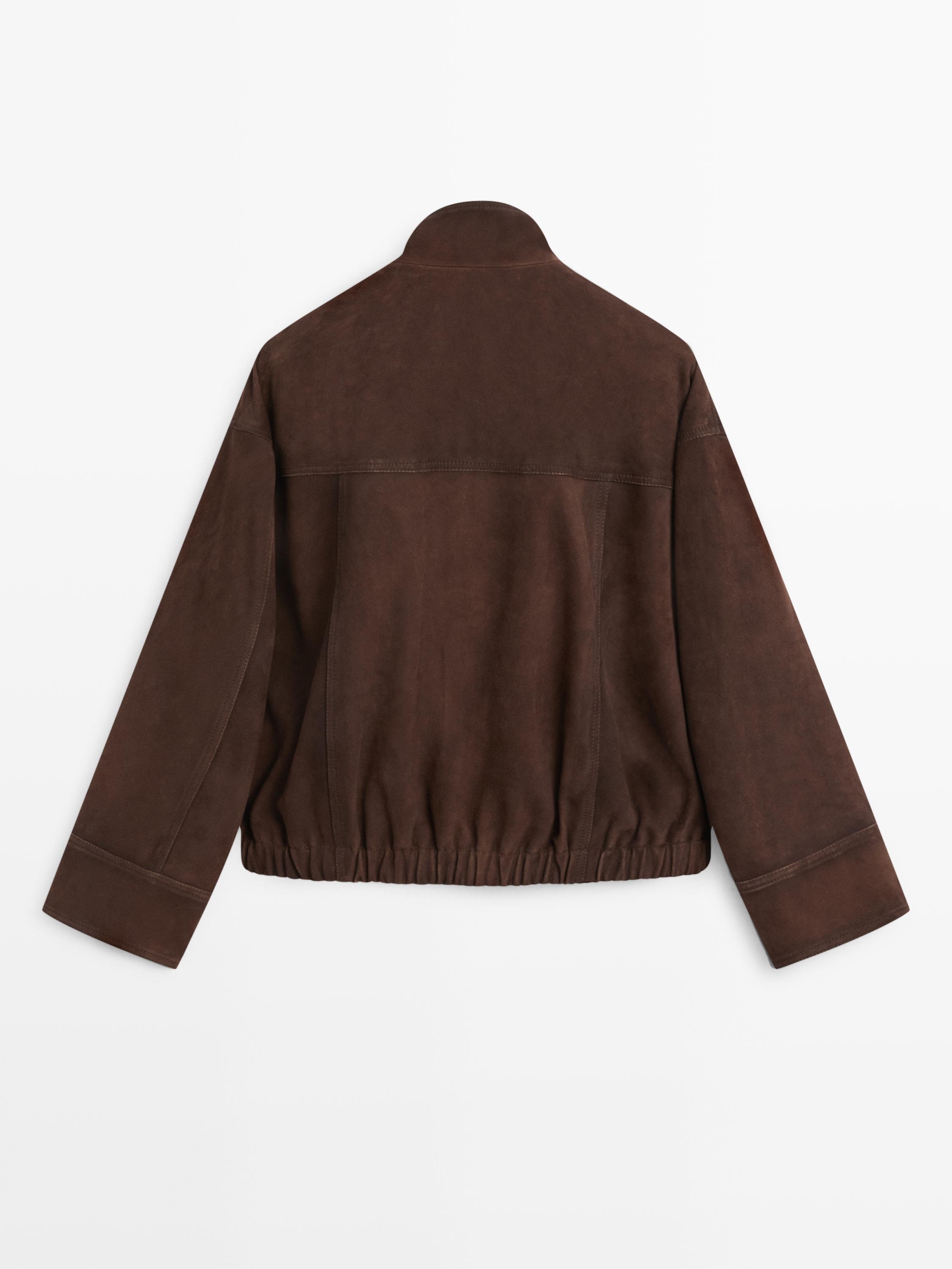 Suede leather bomber jacket