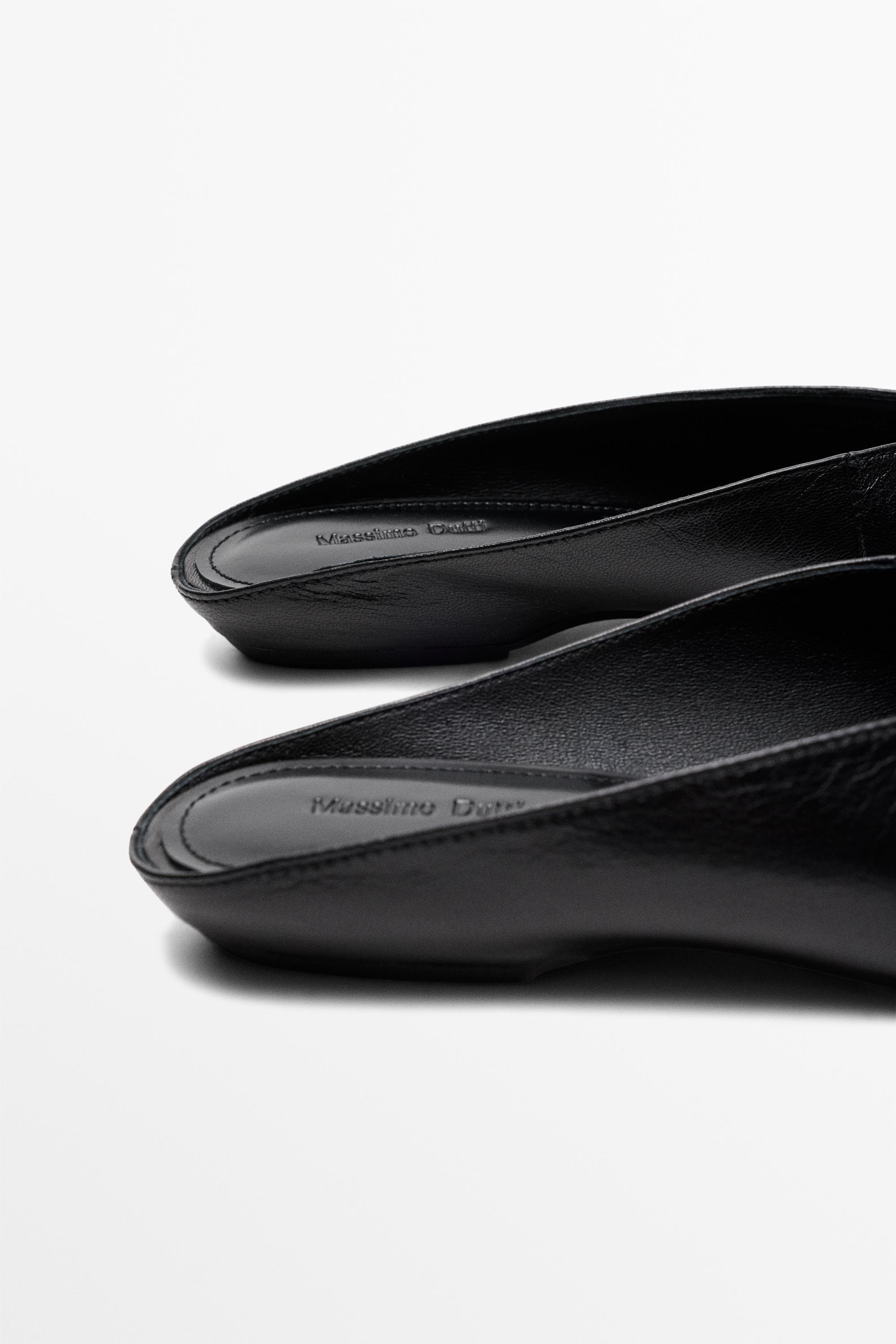 Soft leather mules — BLACK