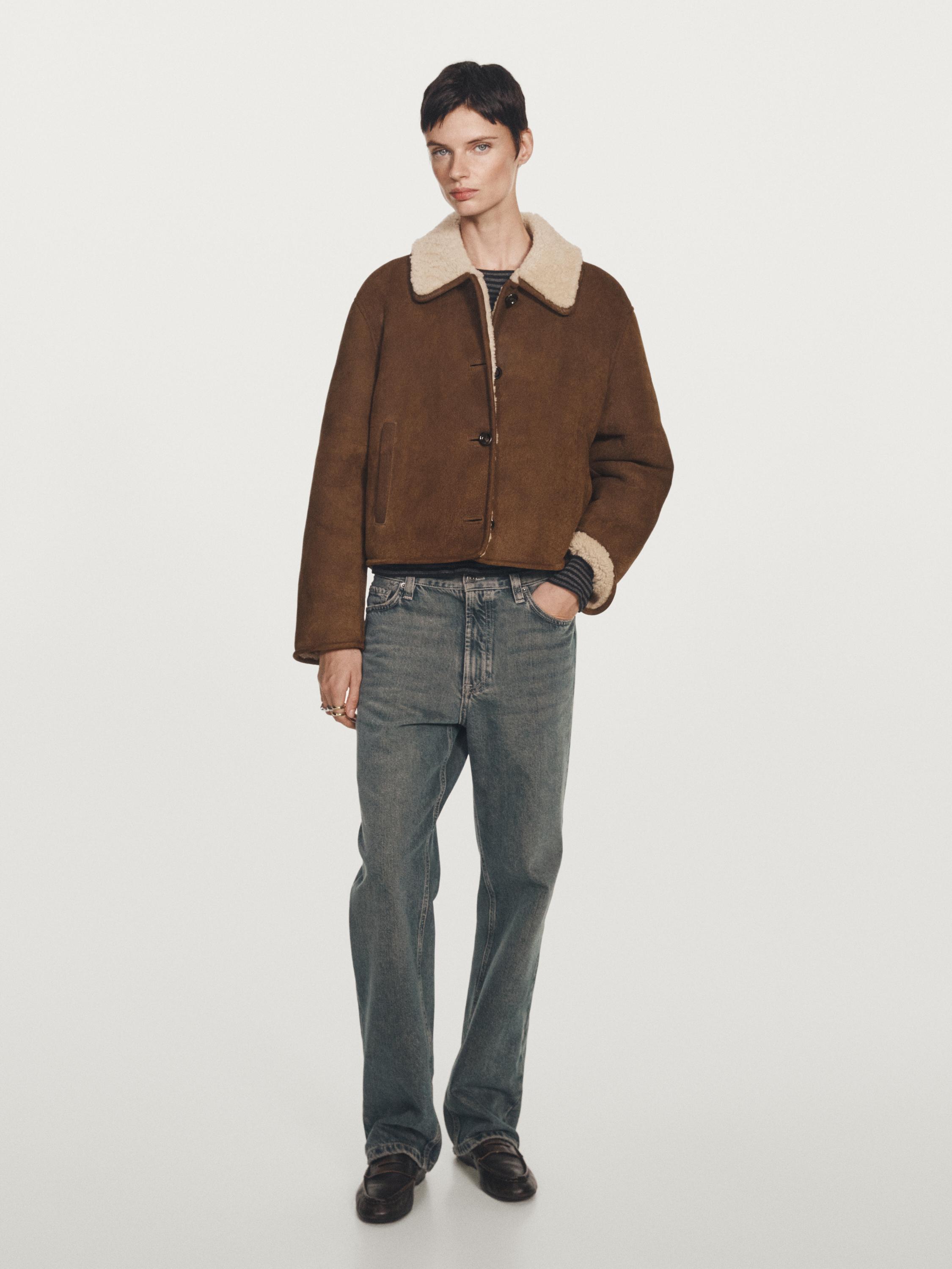 Short leather jacket with lambskin
