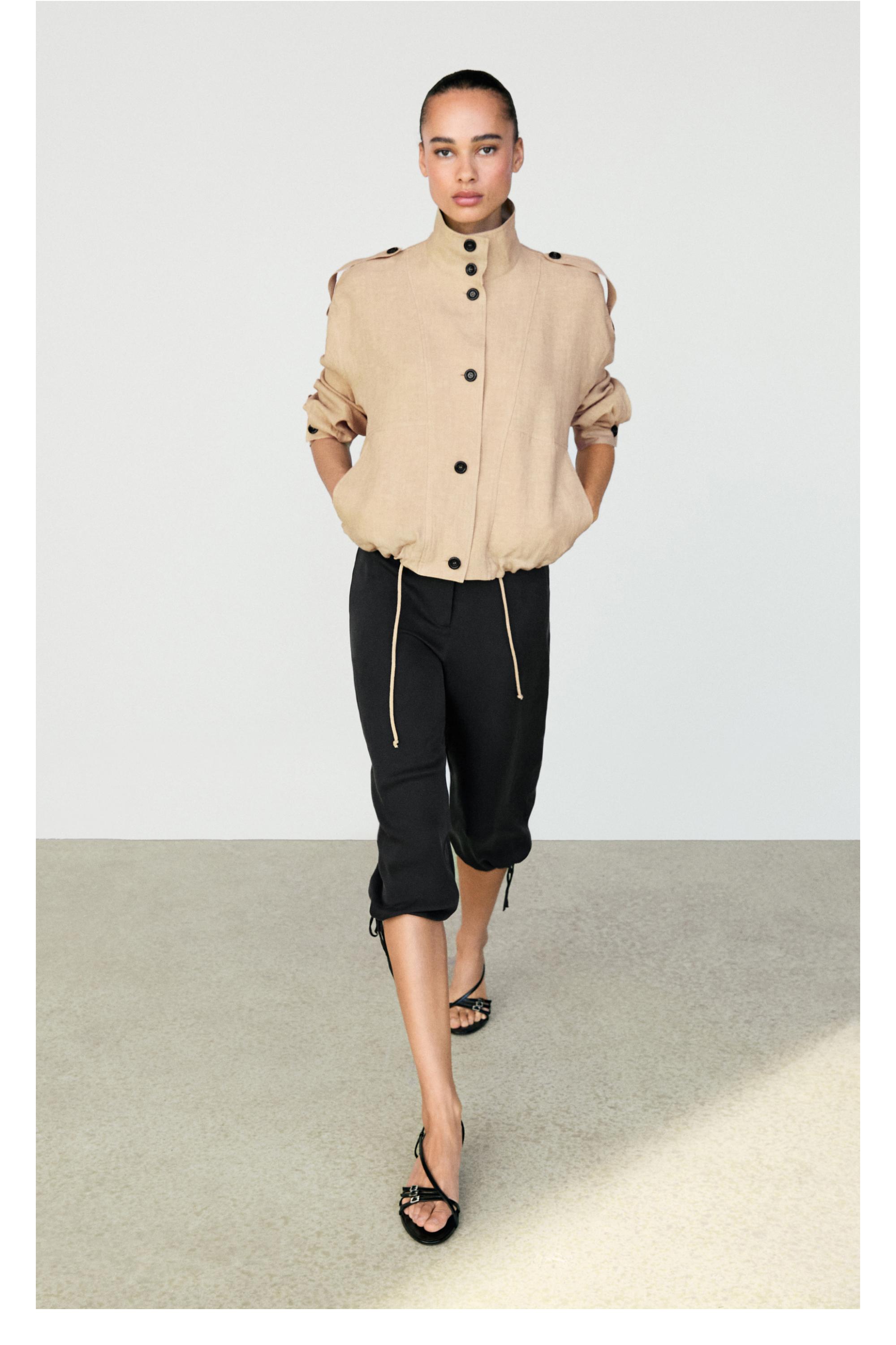 100% linen fluid bomber jacket — MUSTARD YELLOW