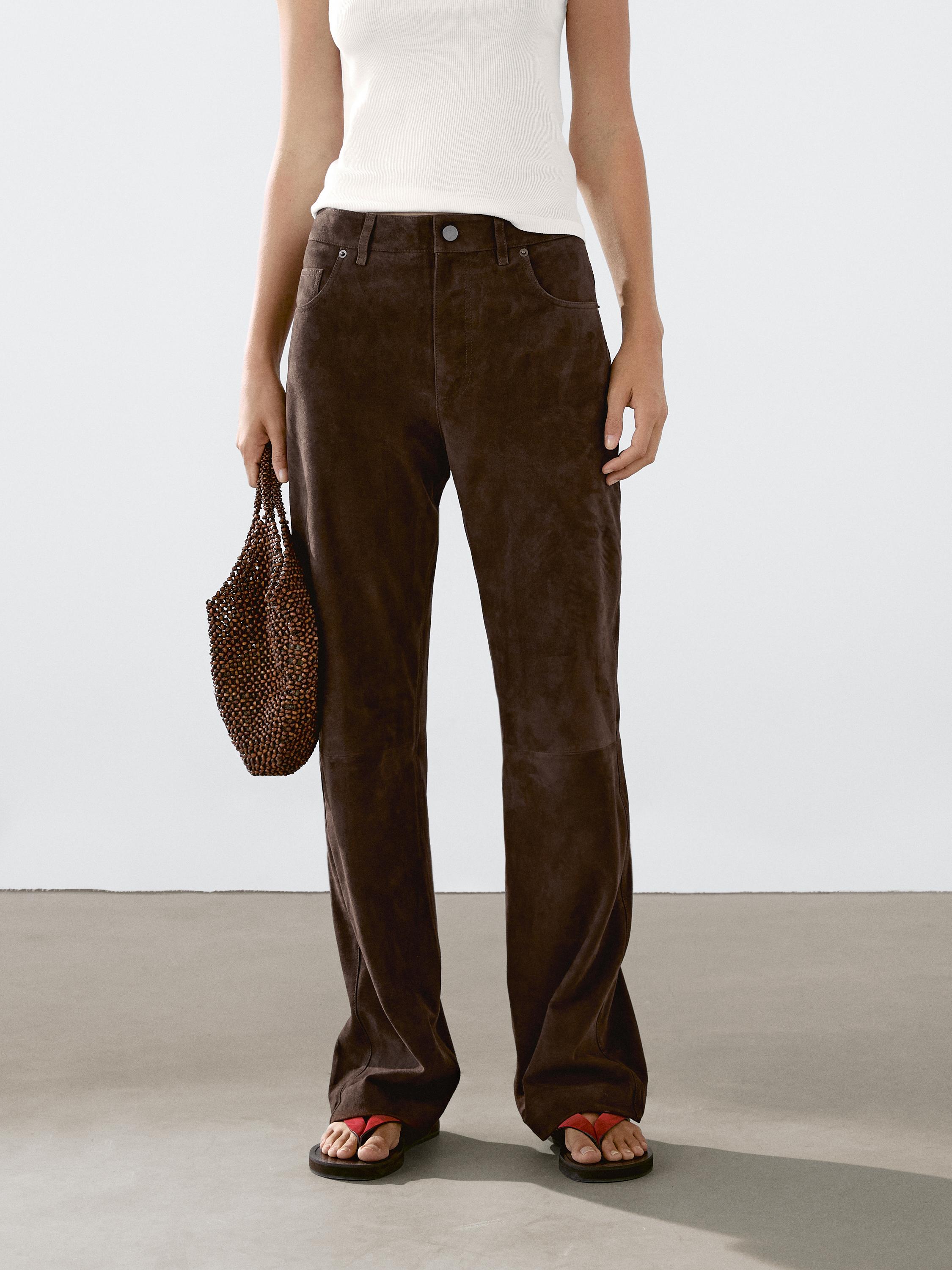 Suede leather trousers