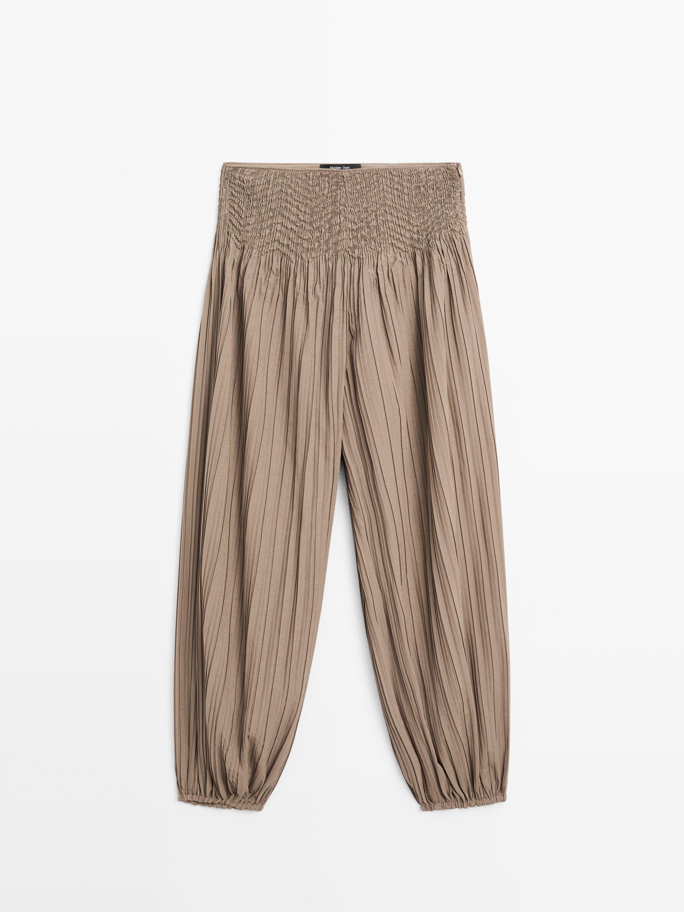 Pleated sarouel trousers — OLIVE