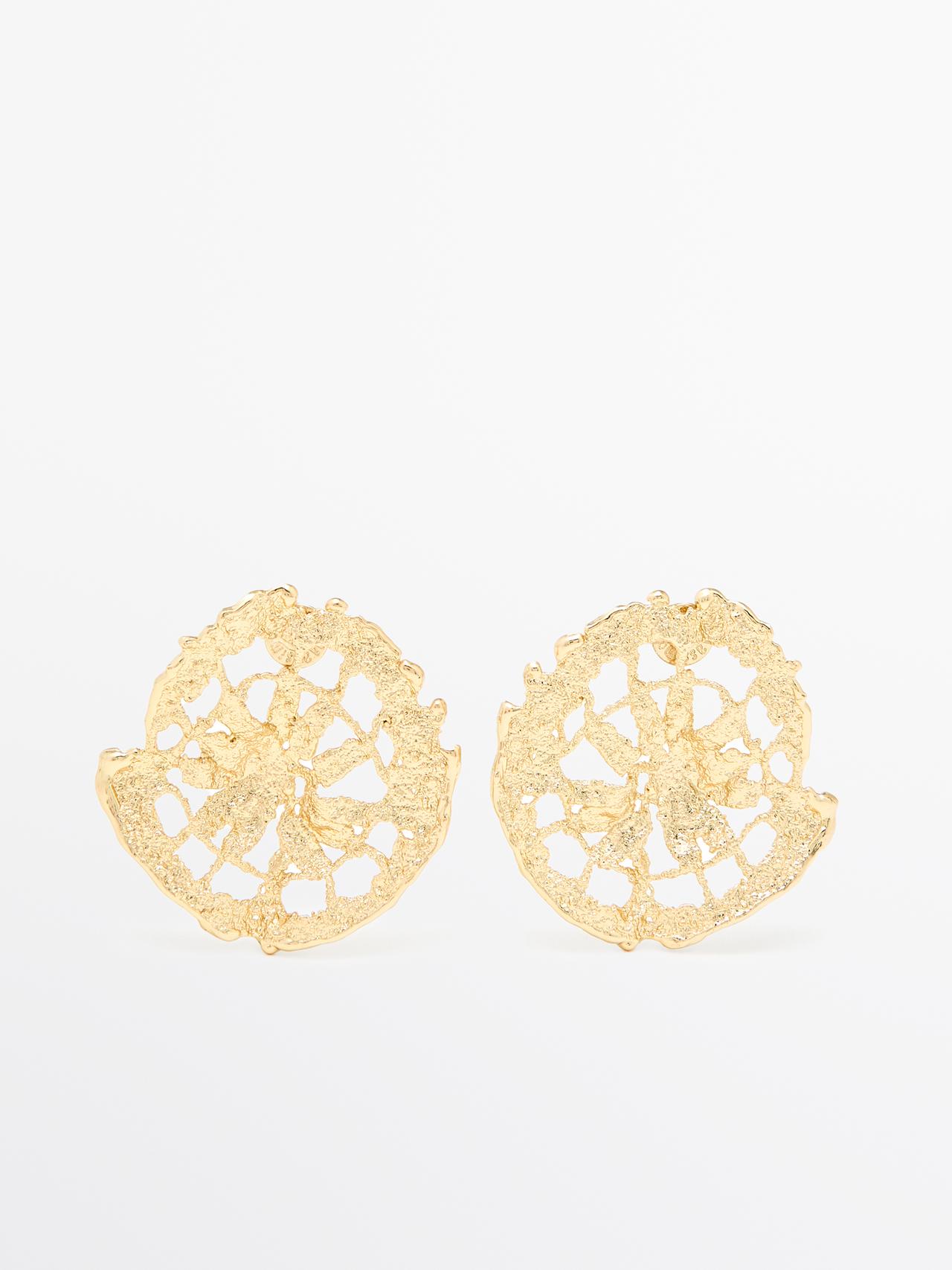 Pendientes Circulares Encaje - Dorado - 01 - Massimo Dutti - Mujer